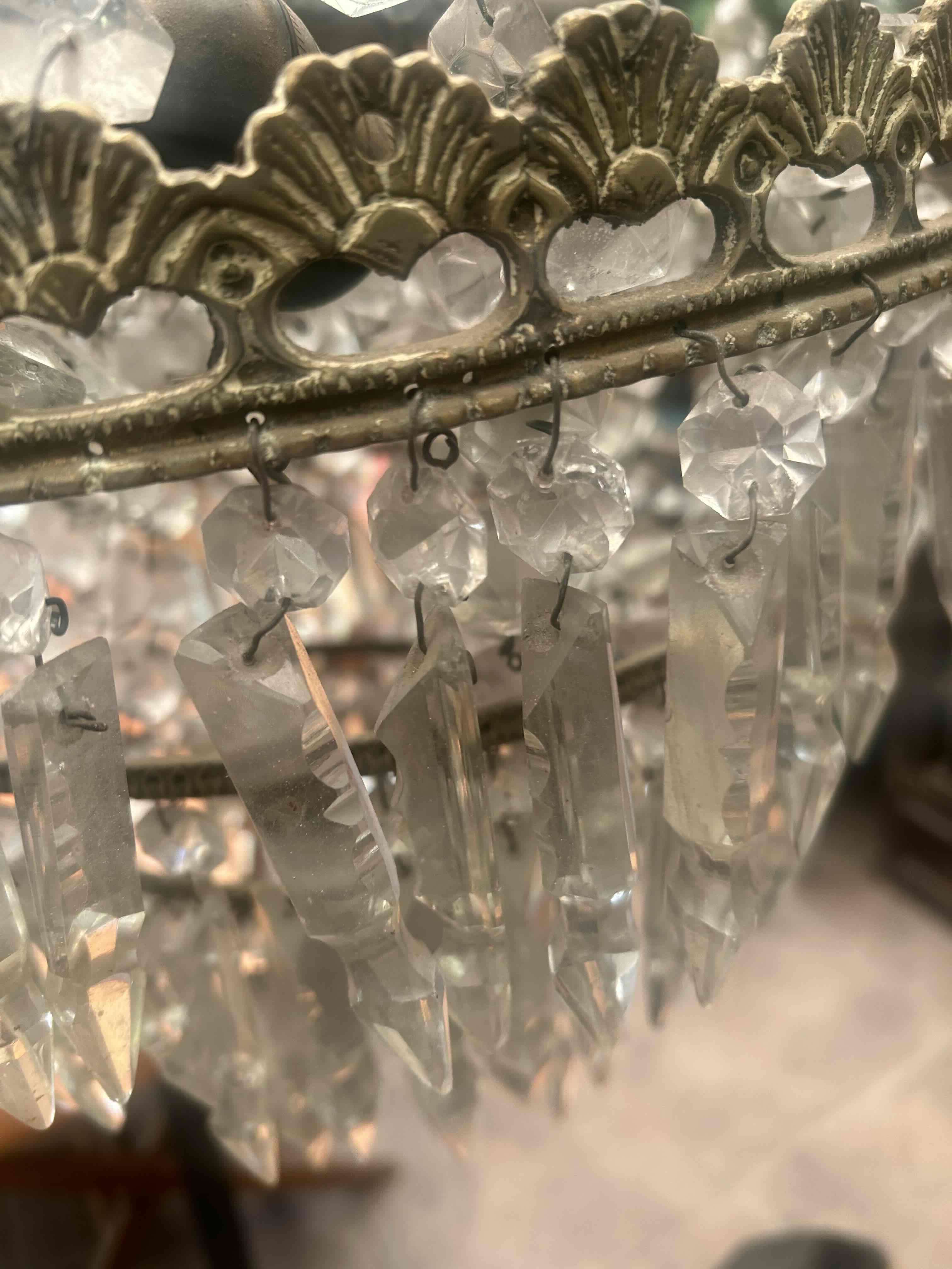 Lámpara de cristal vintage. Bronce. - 4