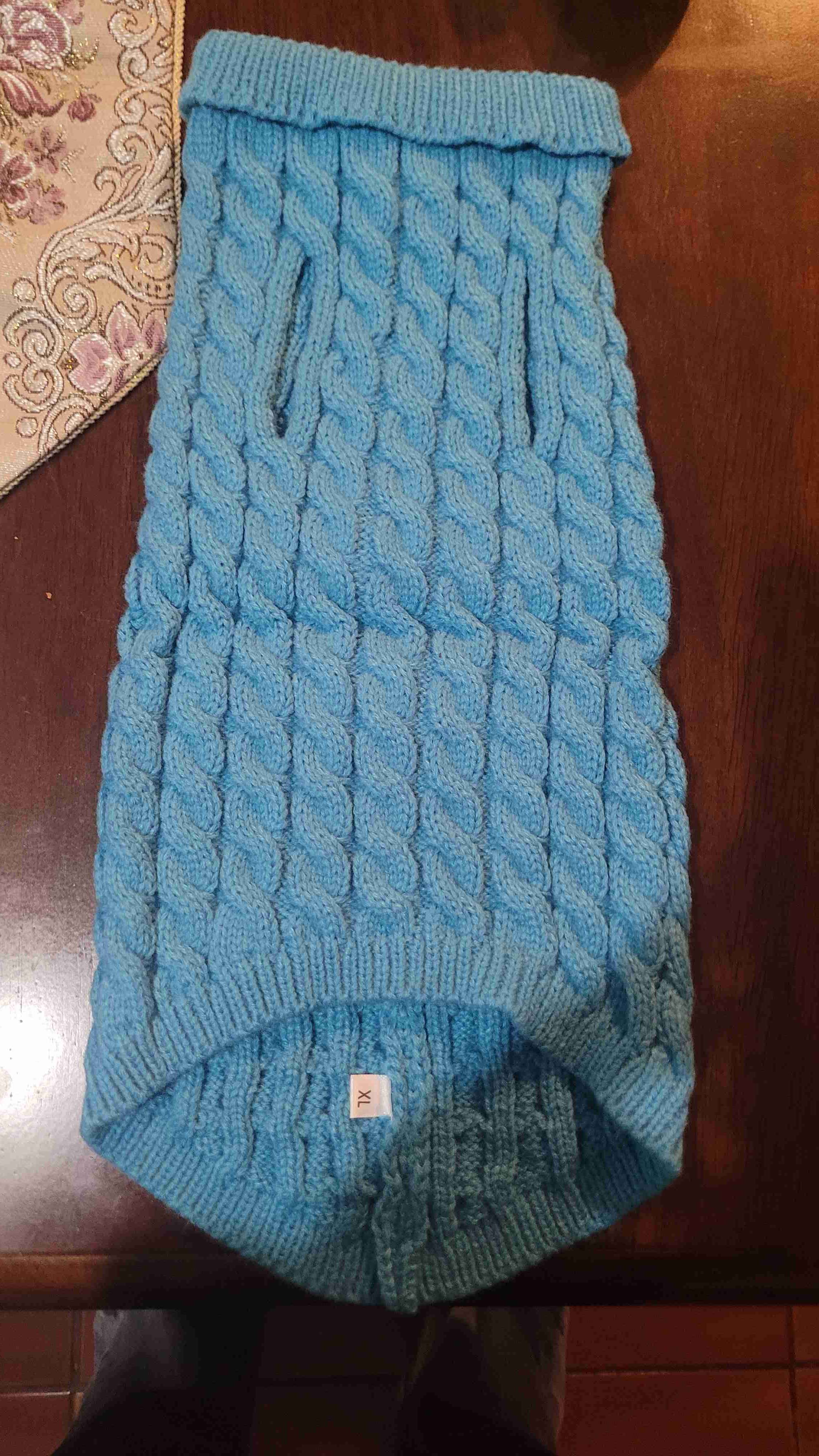 Chaleco azul de lana para perro