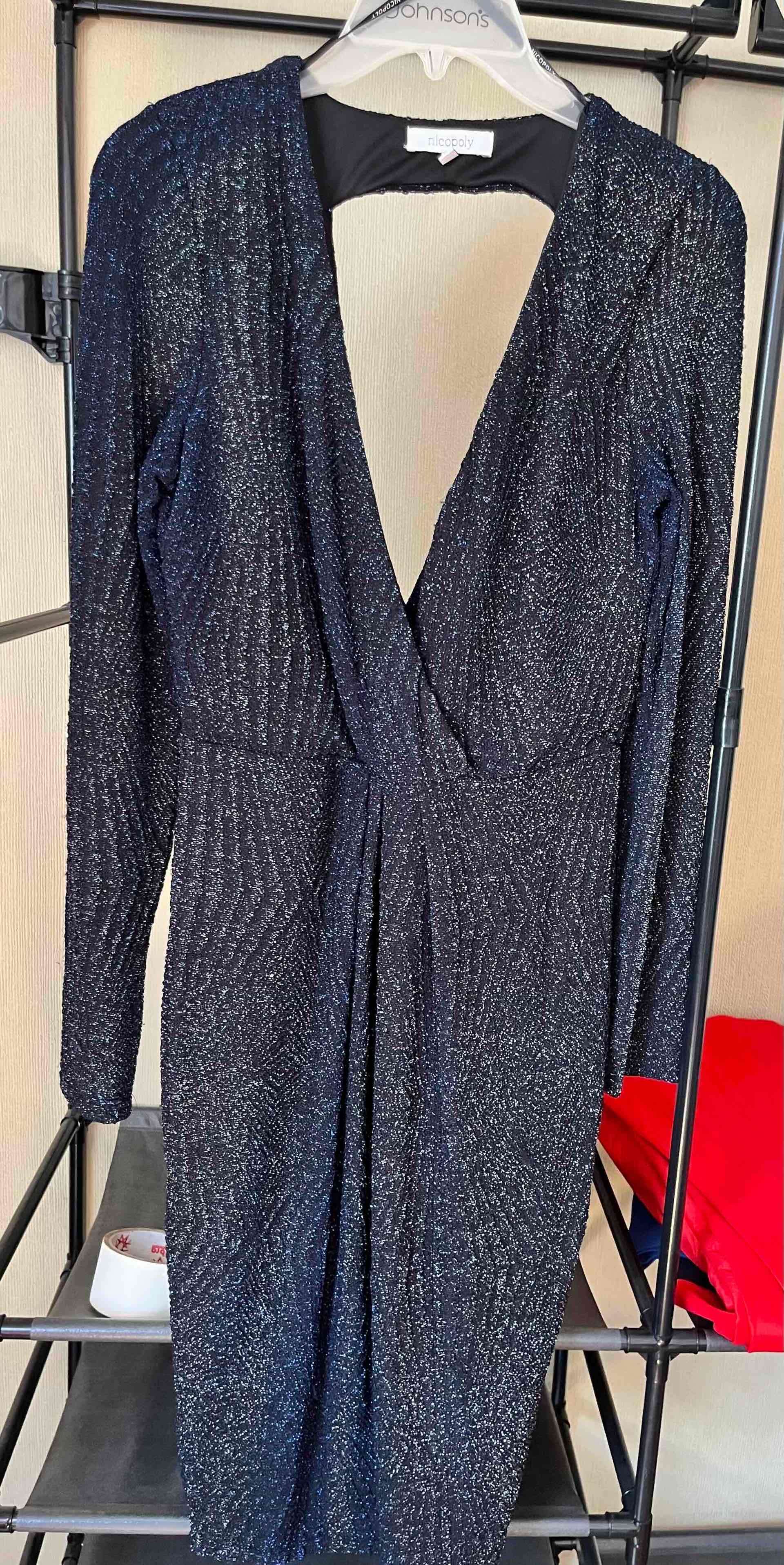 Vestido brillante azul largo