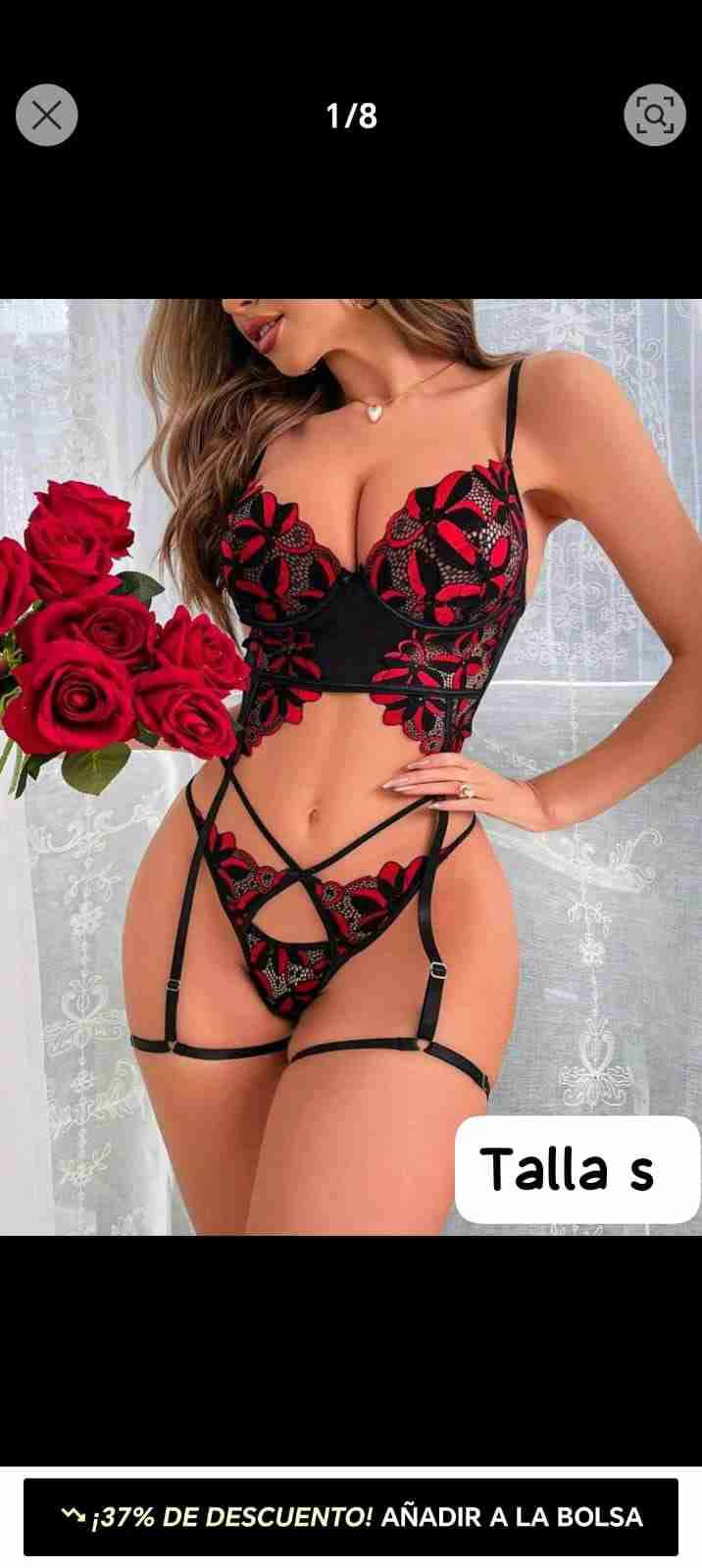 Conjunto lencería roja y negra