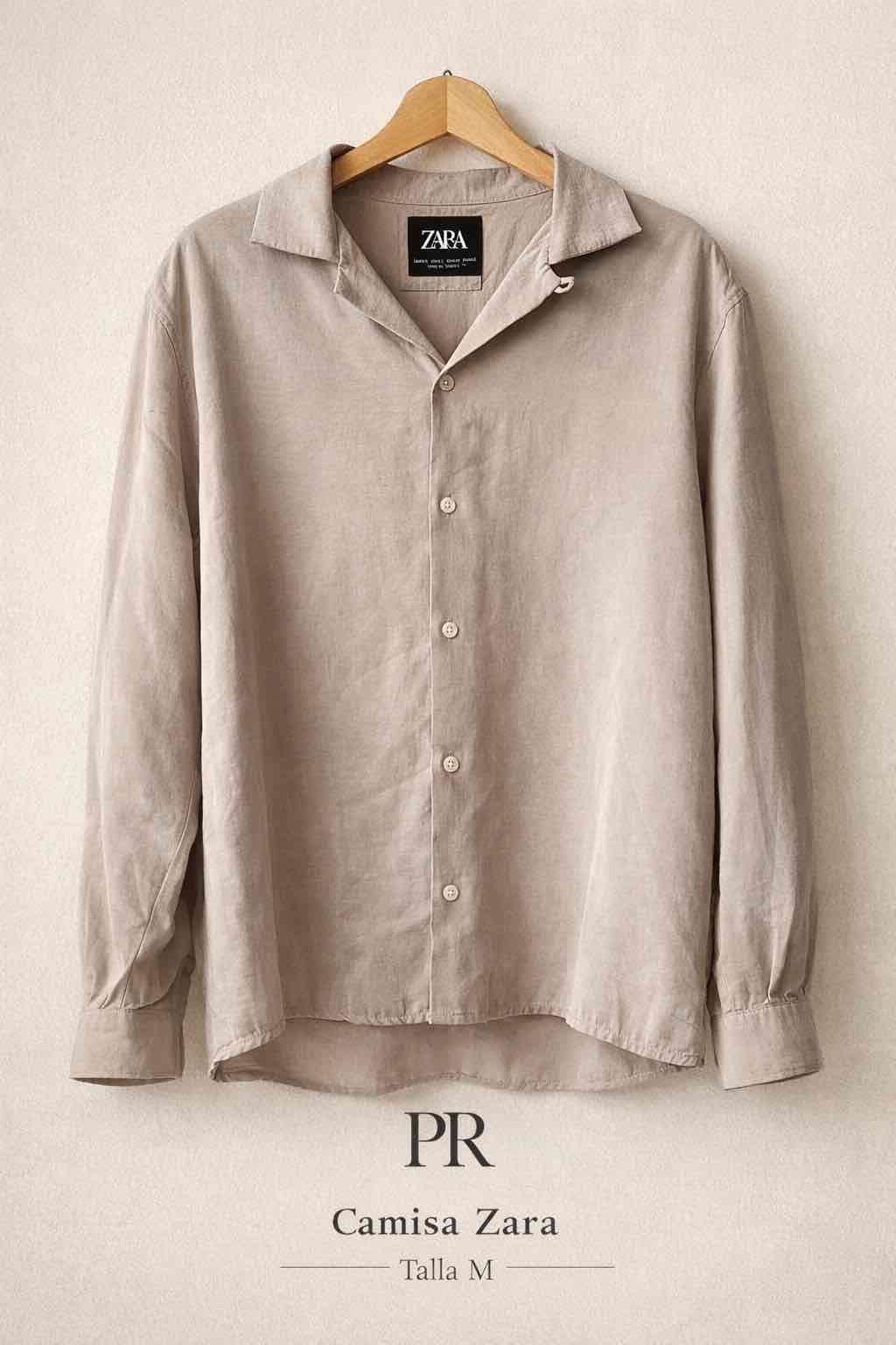 Camisa beige Zara Talla L