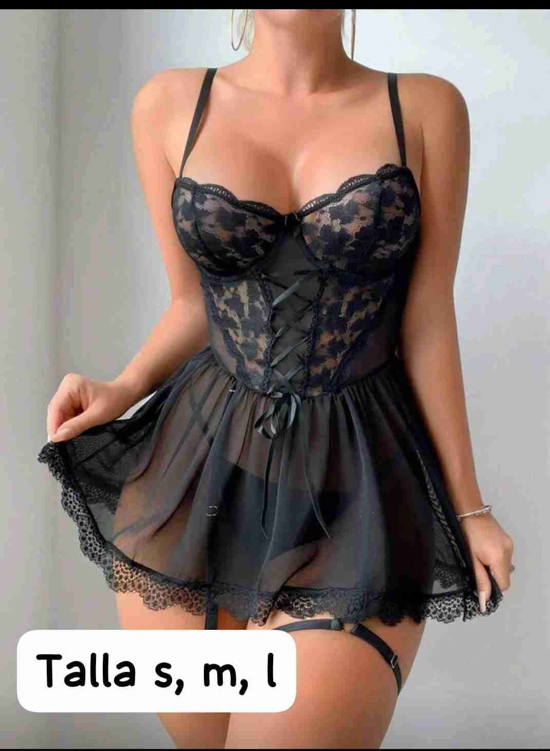 Baby doll negro encaje