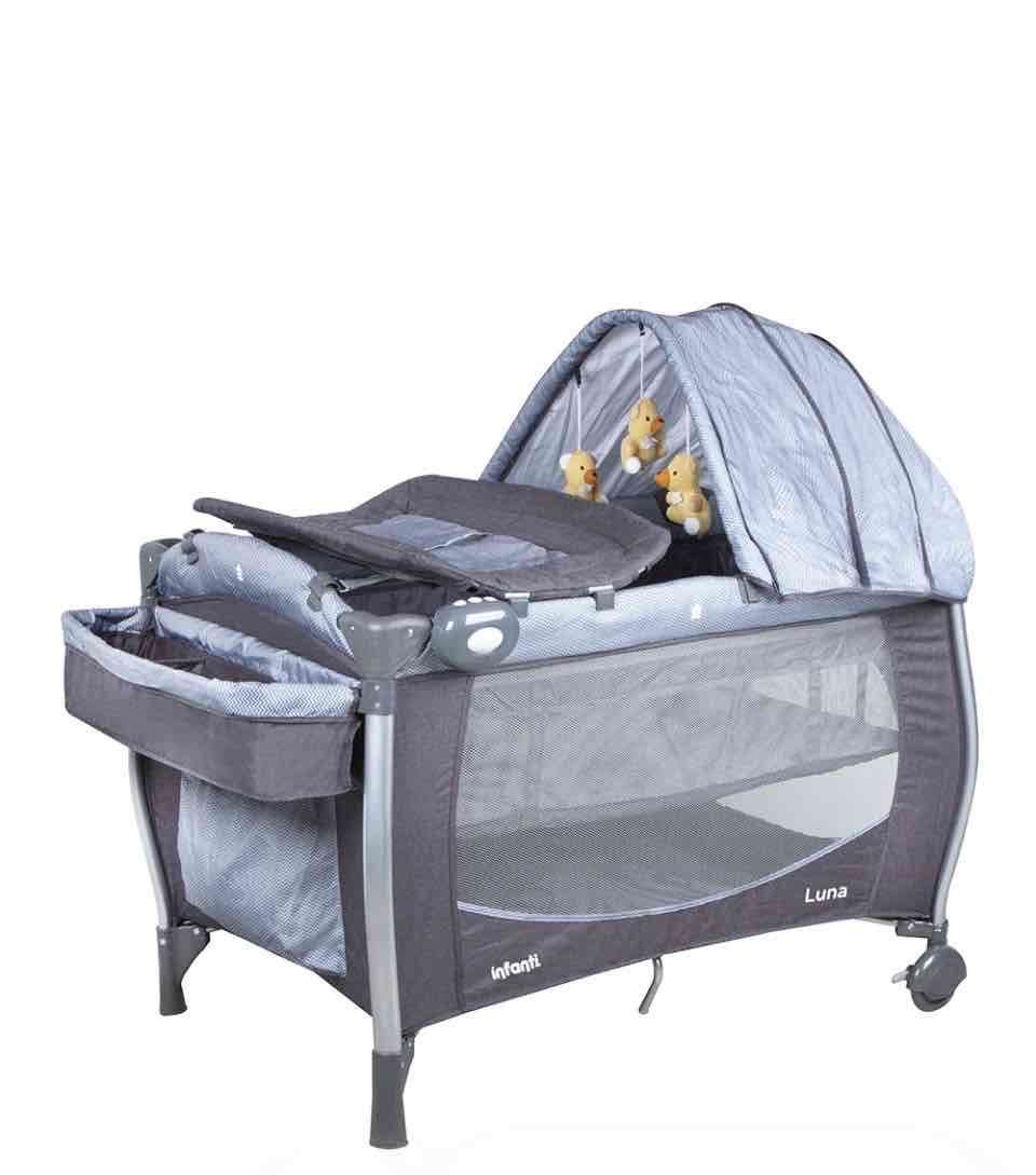 Cuna corral portátil gris