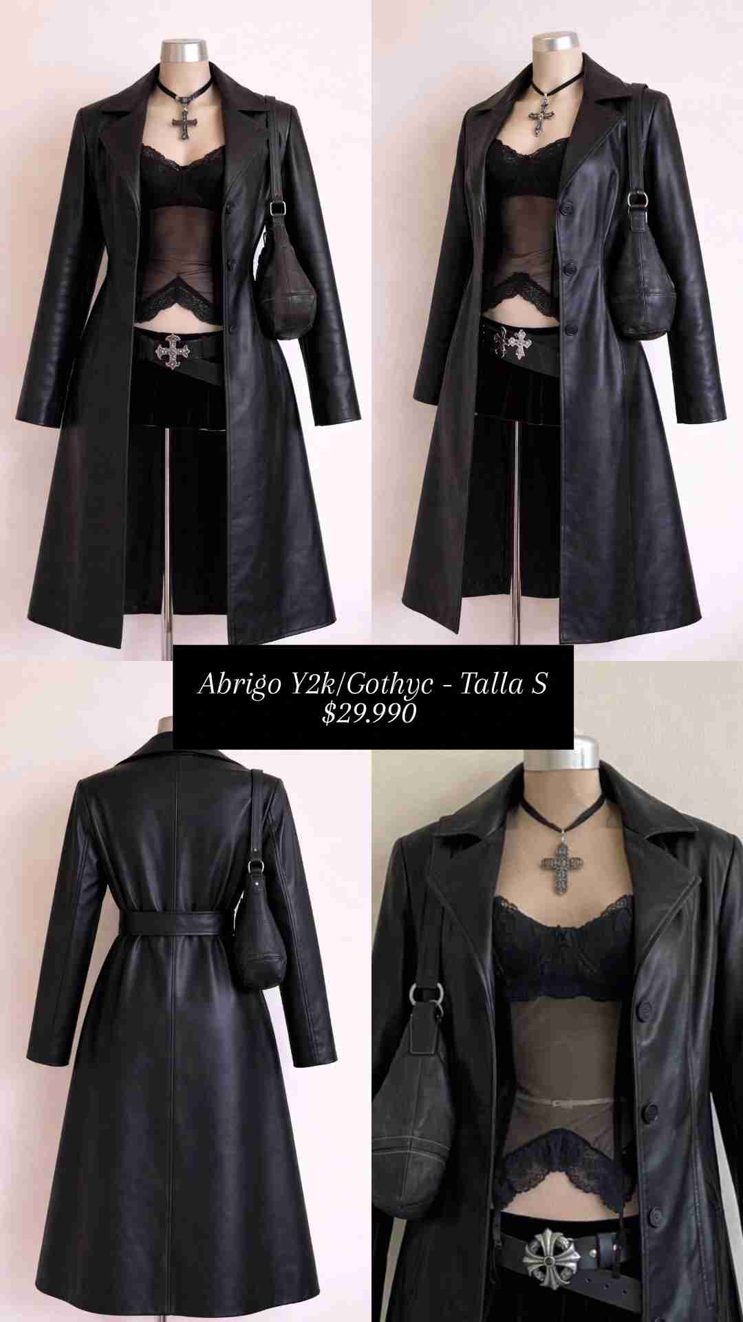 Abrigo Y2k/Gothyc Cuero - Talla S - miniatura 2