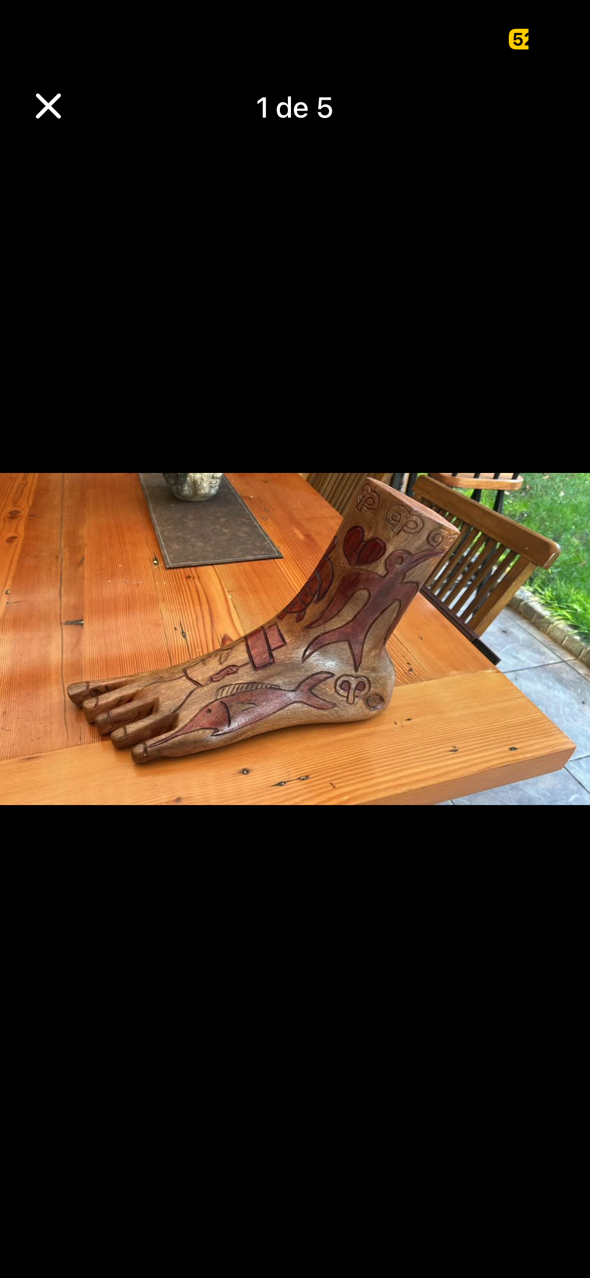 Pata de madera Rapa Nui. Madera nativa.