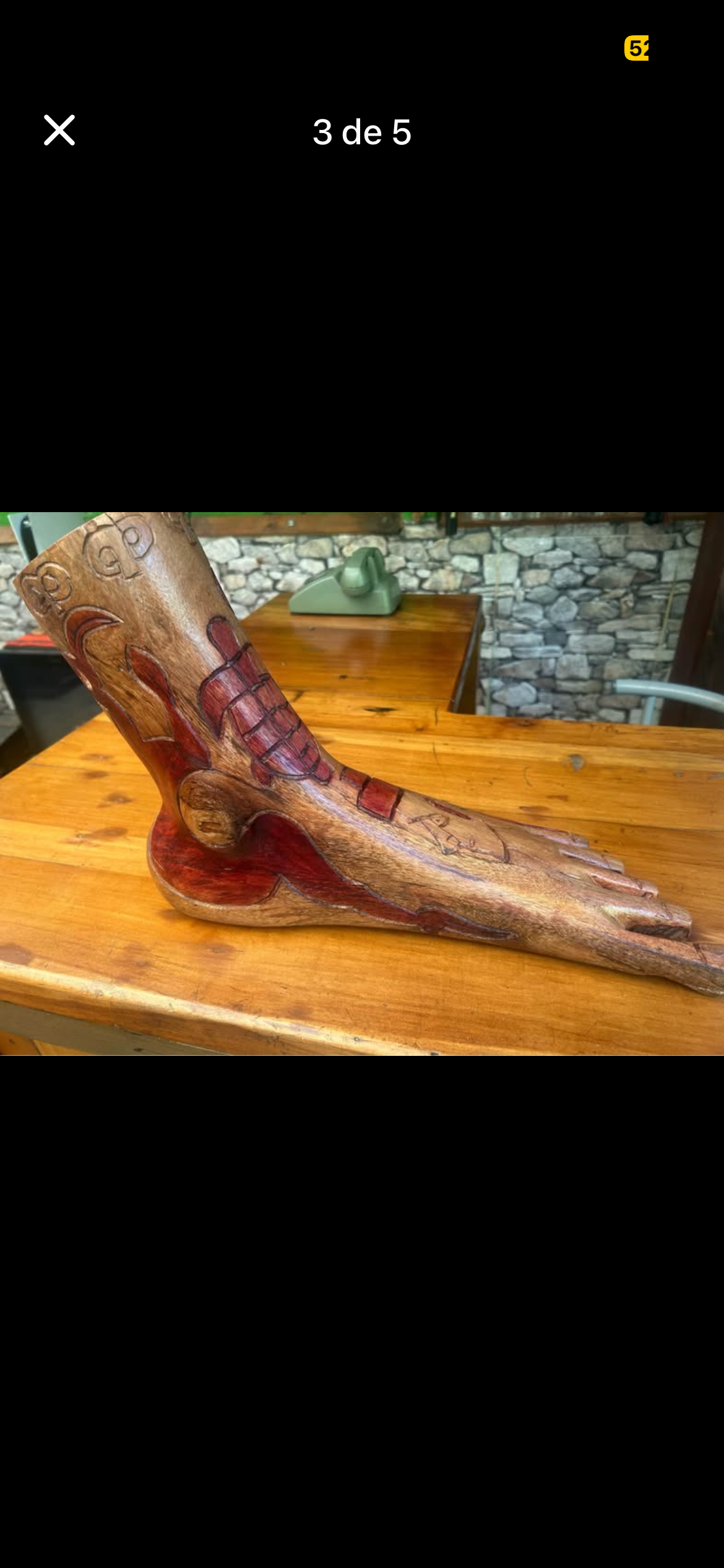 Pata de madera Rapa Nui. Madera nativa. - miniatura 2