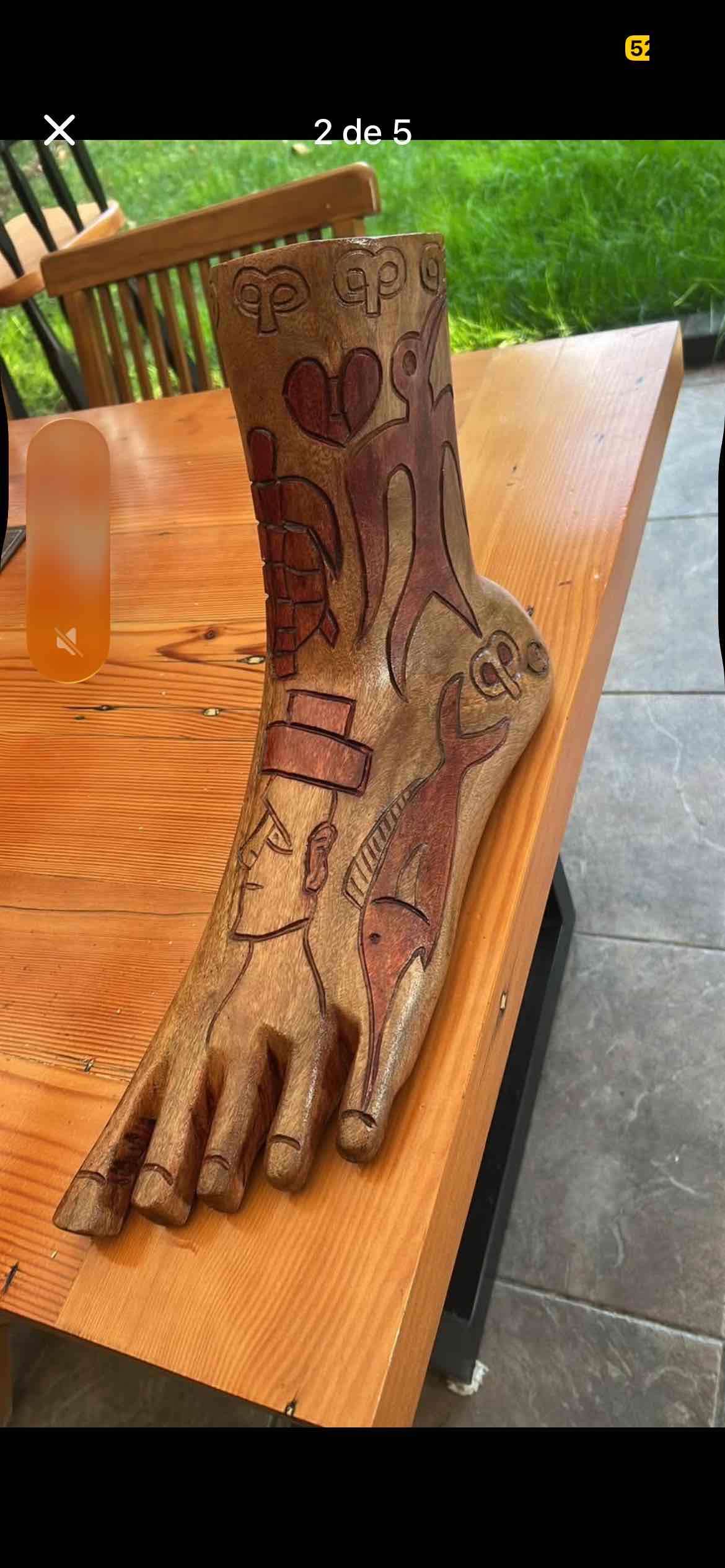 Pata de madera Rapa Nui. Madera nativa. - miniatura 3