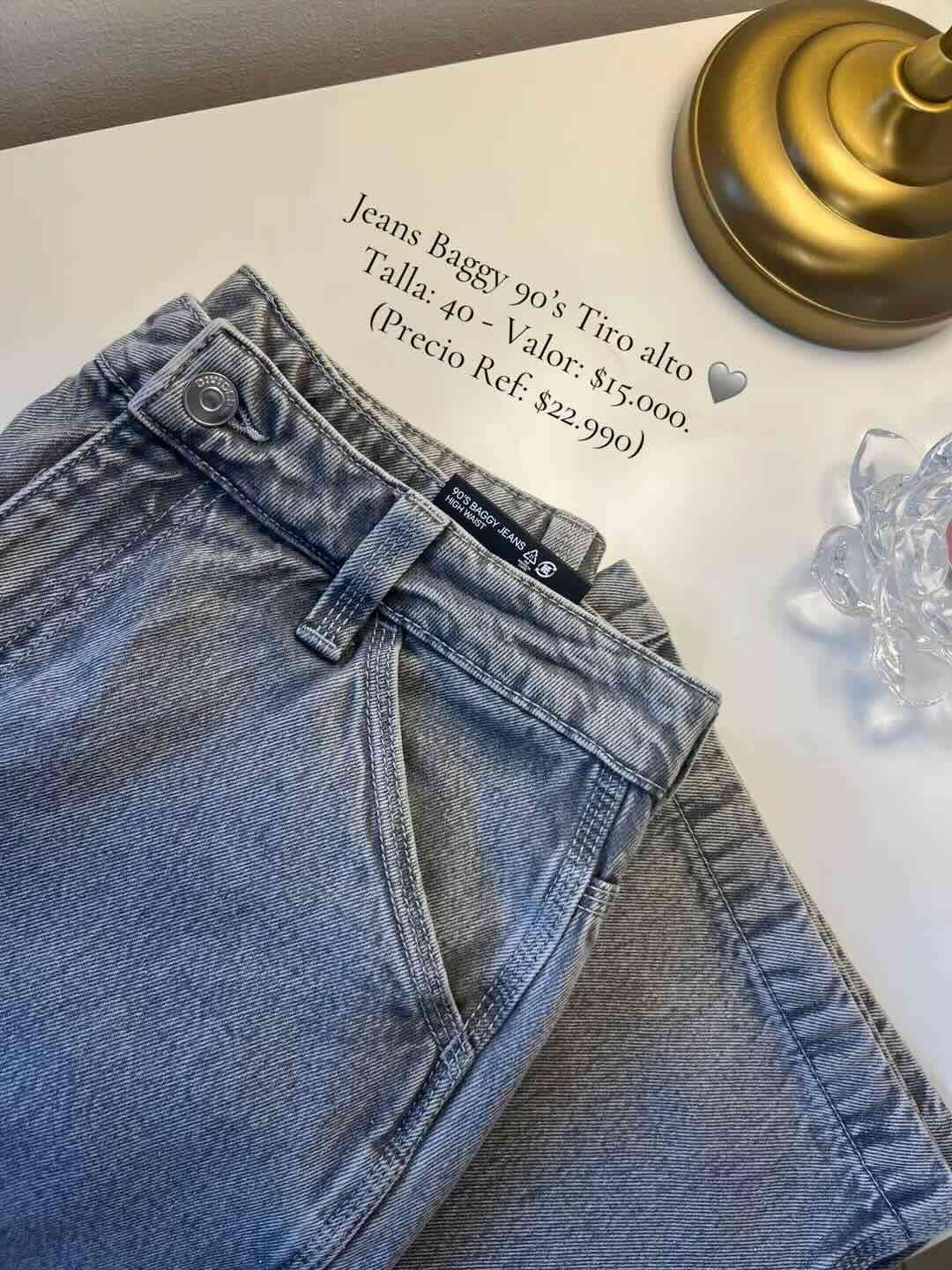 Jeans Baggy 90s Tiro Alto gris