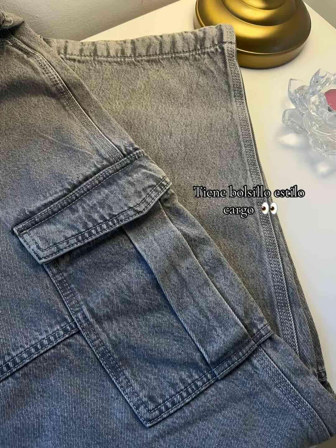 Jeans Baggy 90s Tiro Alto gris - miniatura 2