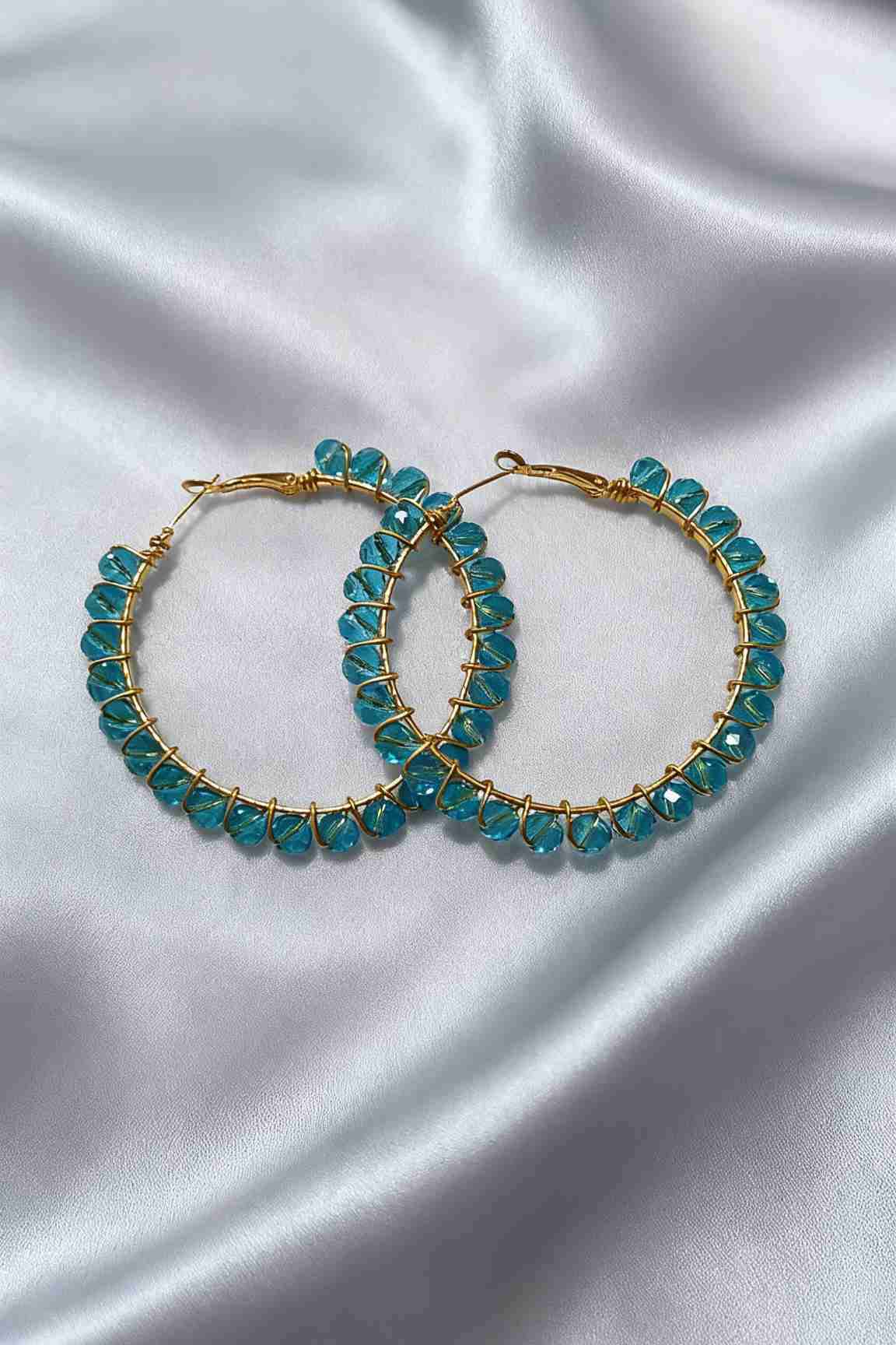 Aros argollas de acero y cristales fantasía