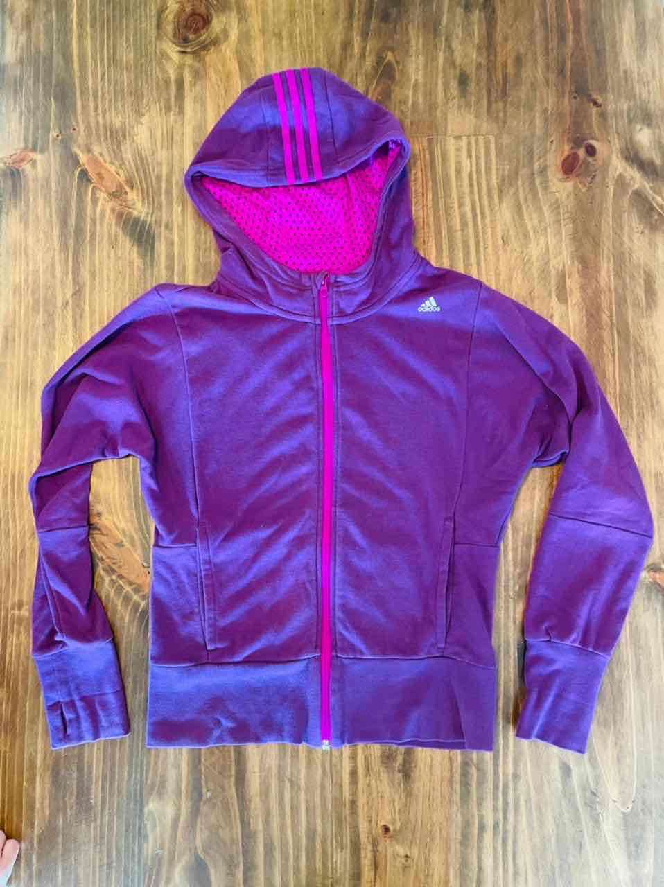 Polerón morado con capucha Adidas,talla S