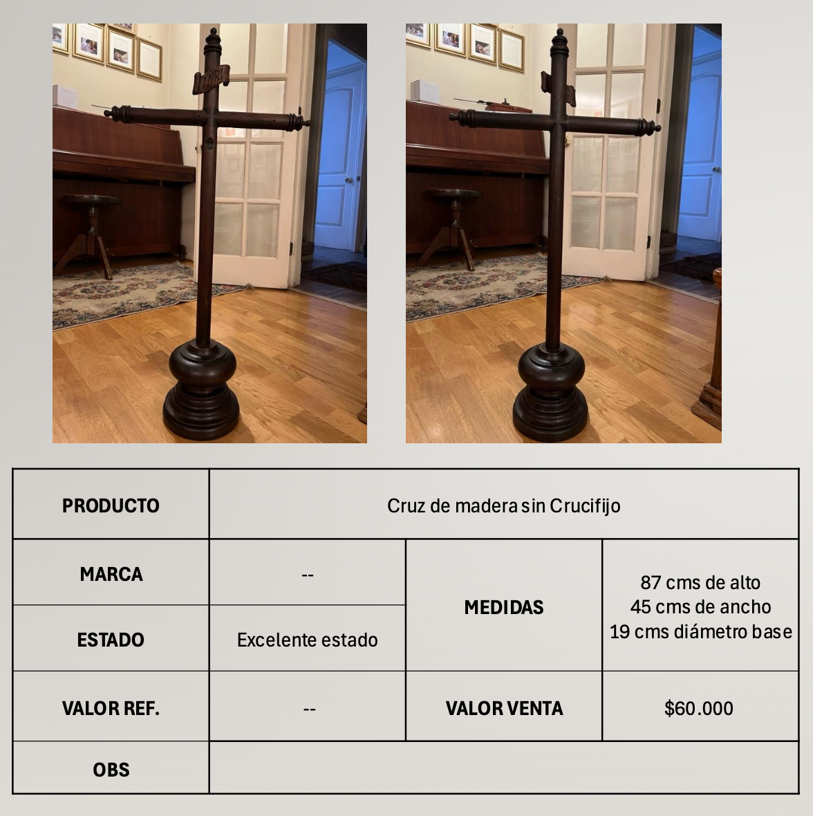 Cruz de madera para decoración