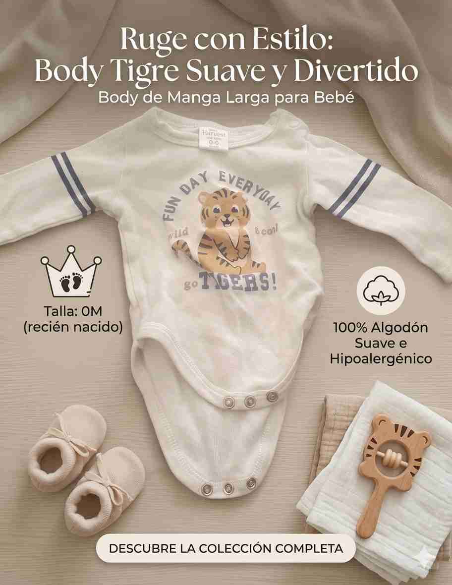 Body bebé tigre manga larga