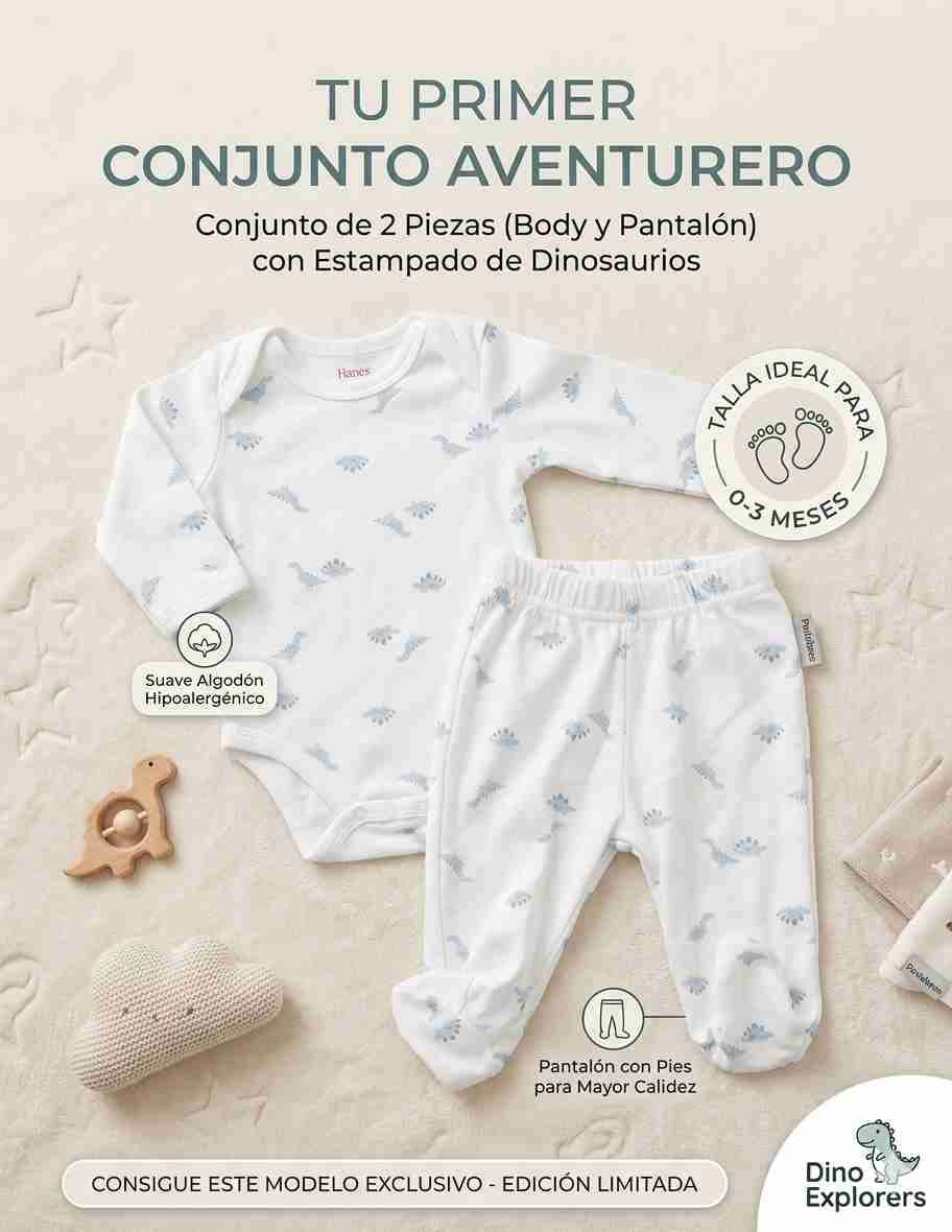 Conjunto bebé dinosaurios 0-3 meses
