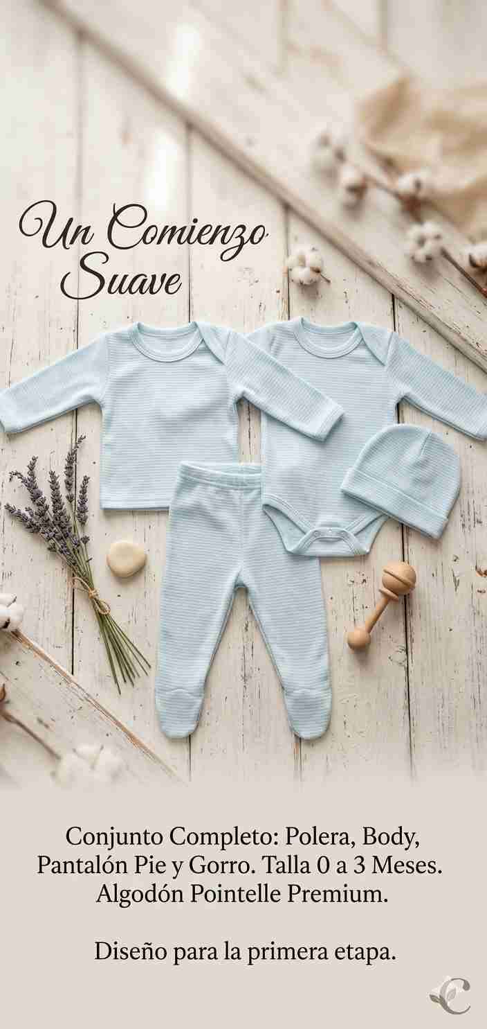 Conjunto bebé de algodón azul
