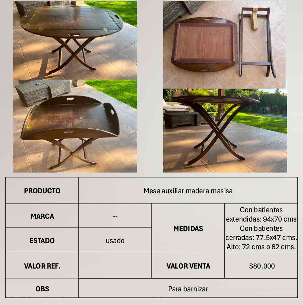Mesa auxiliar madera maciza