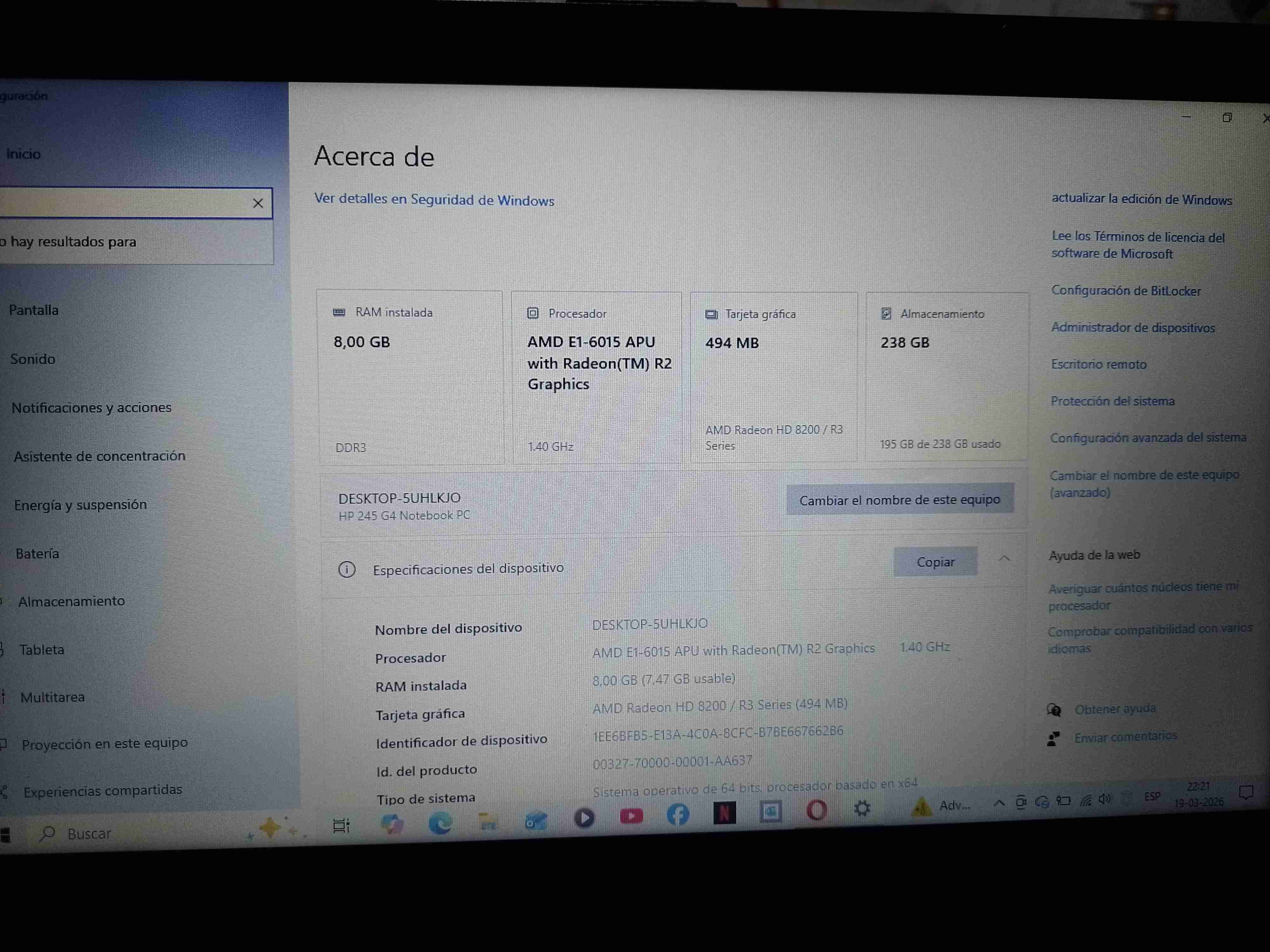 Notebook HP 245 15.6'' con AMD - miniatura 4