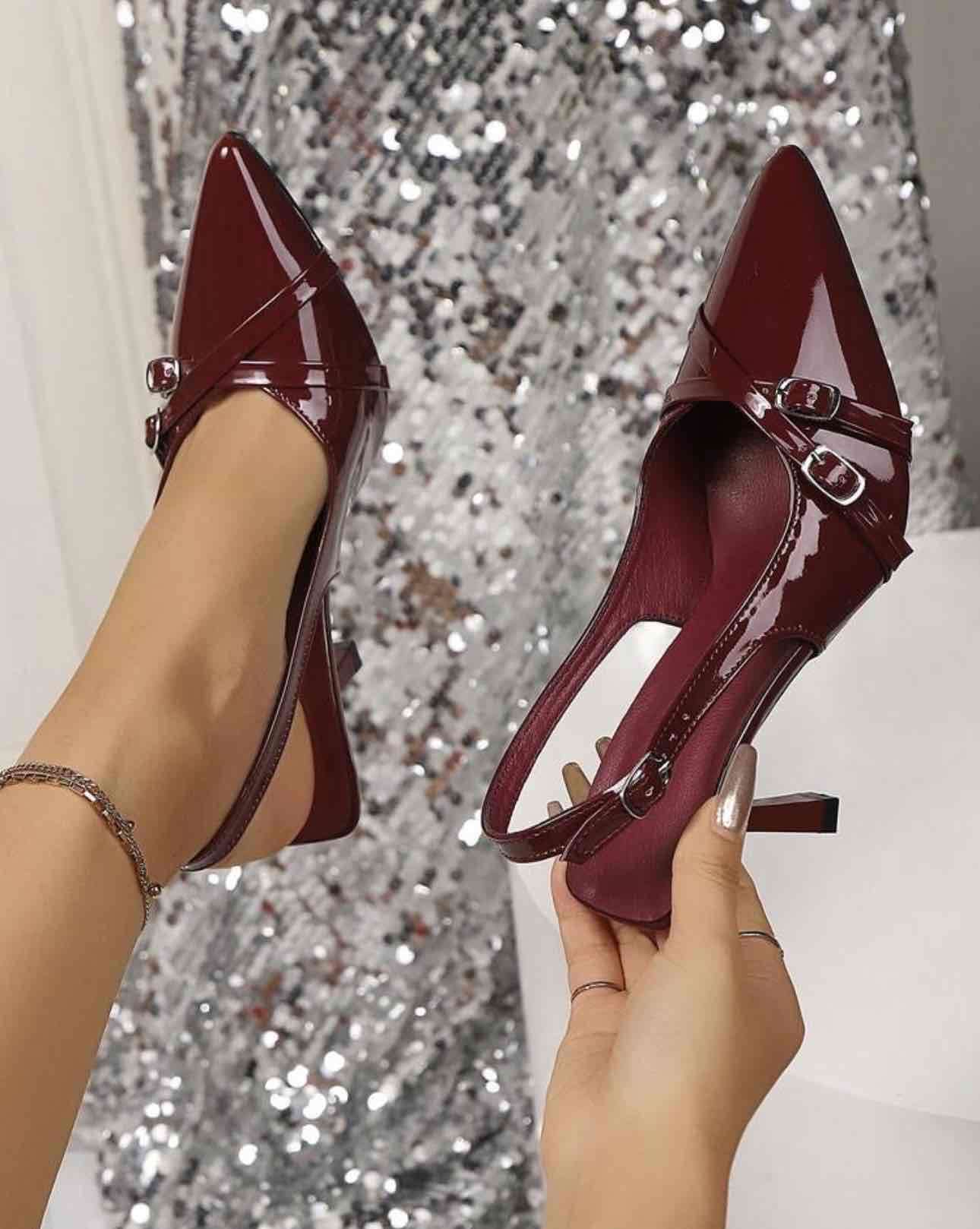 Zapatos de tacón burdeos - miniatura 4