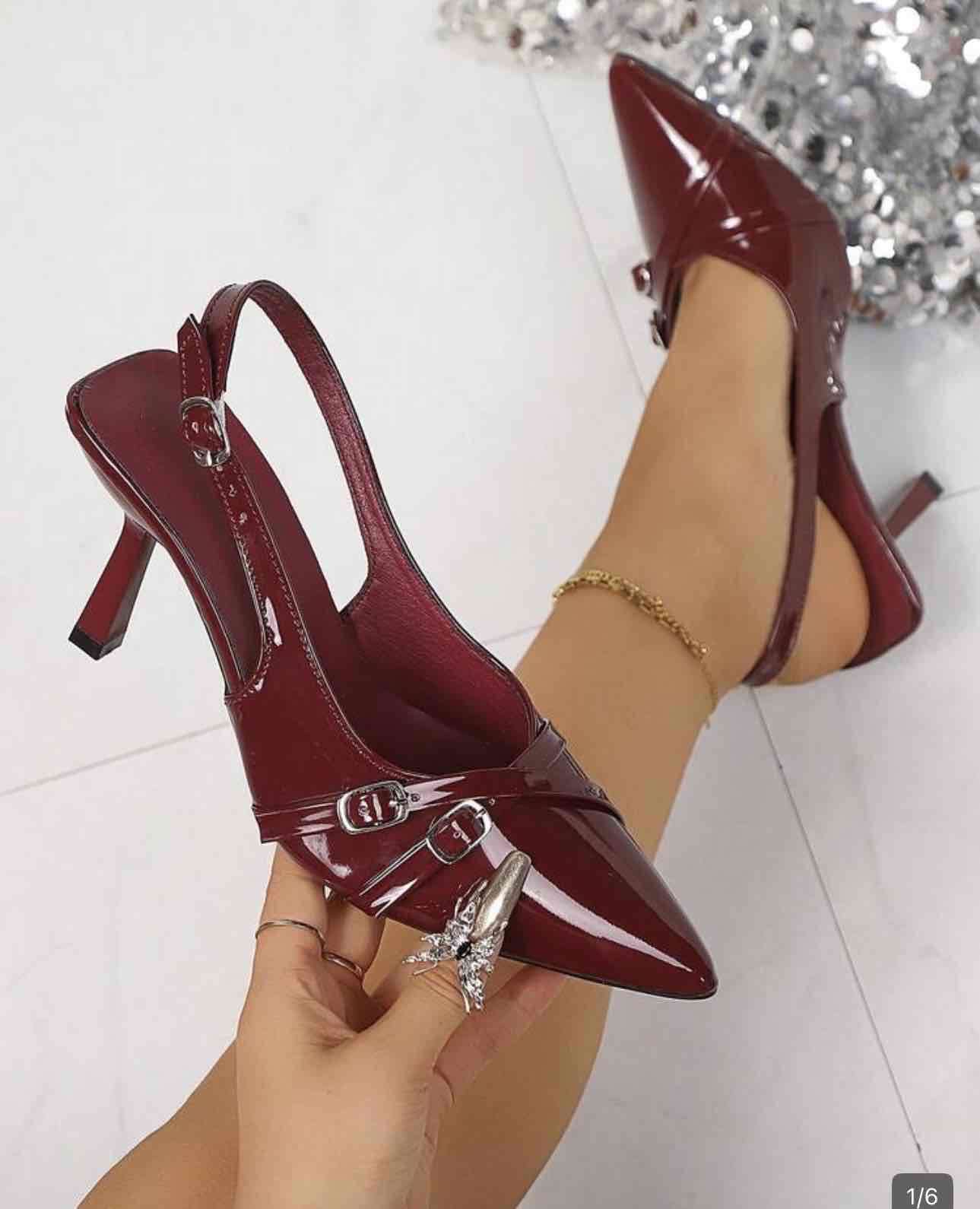 Zapatos de tacón burdeos - miniatura 5