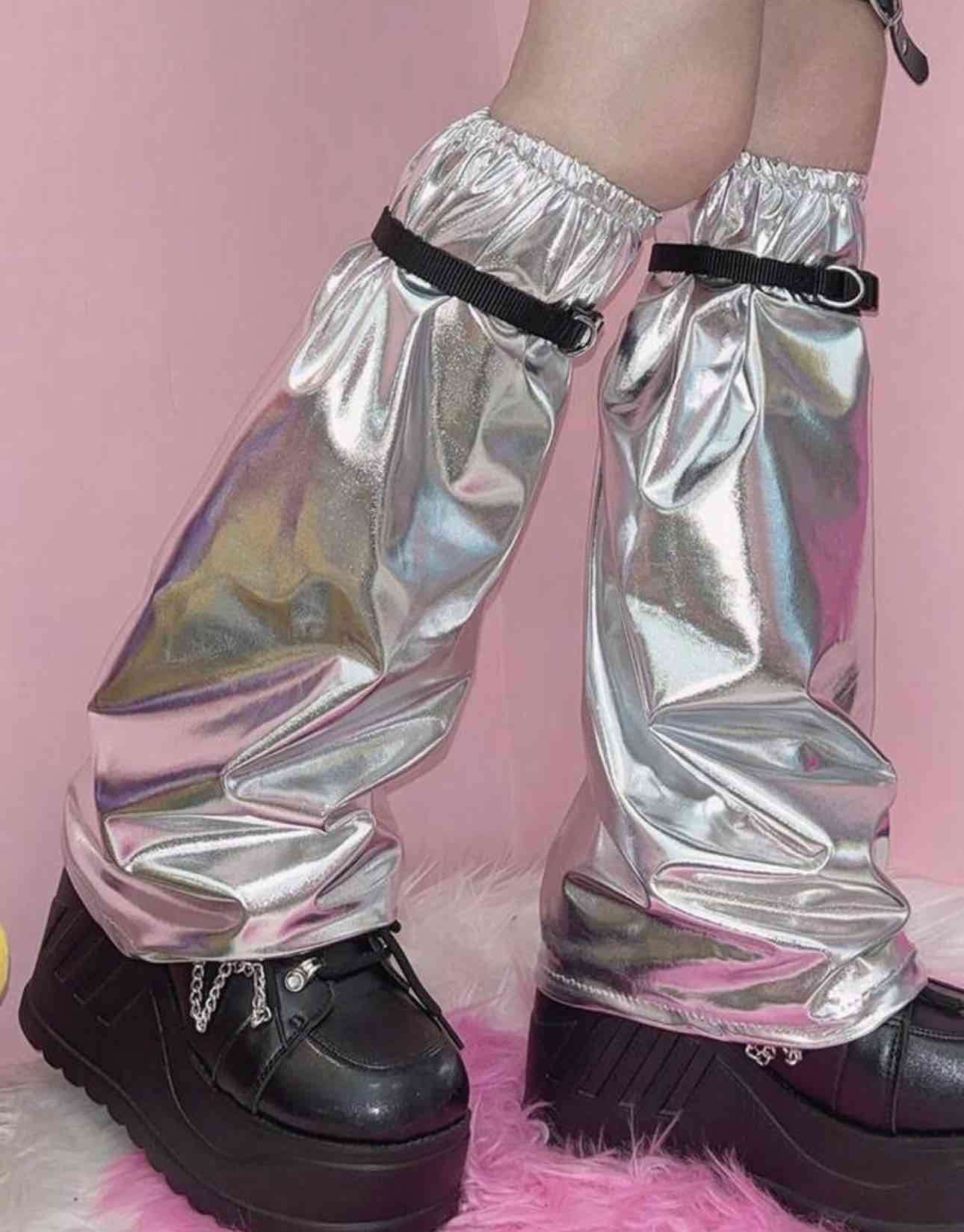 Calentadores de piernas plata Harajuku - miniatura 3