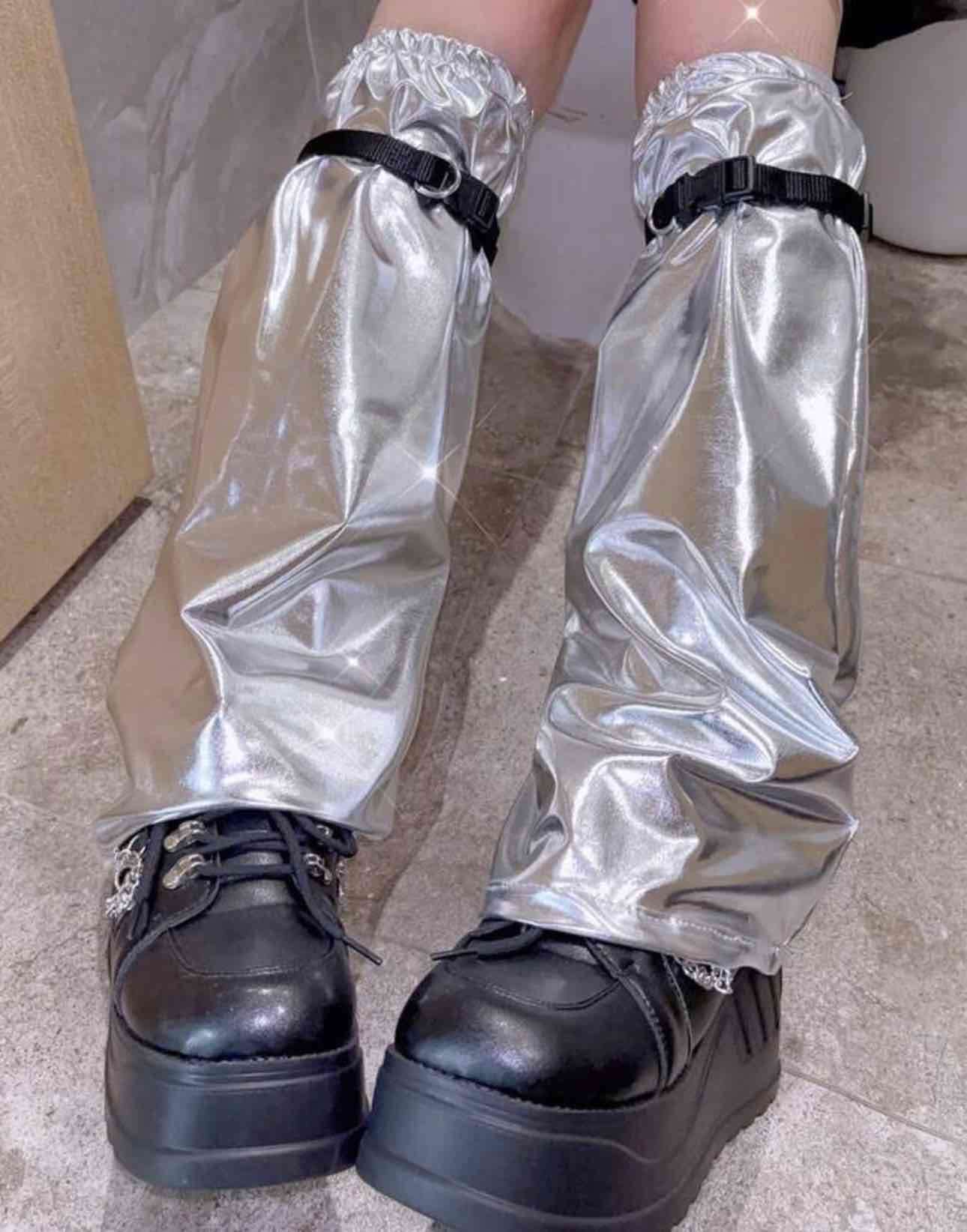 Calentadores de piernas plata Harajuku - miniatura 4