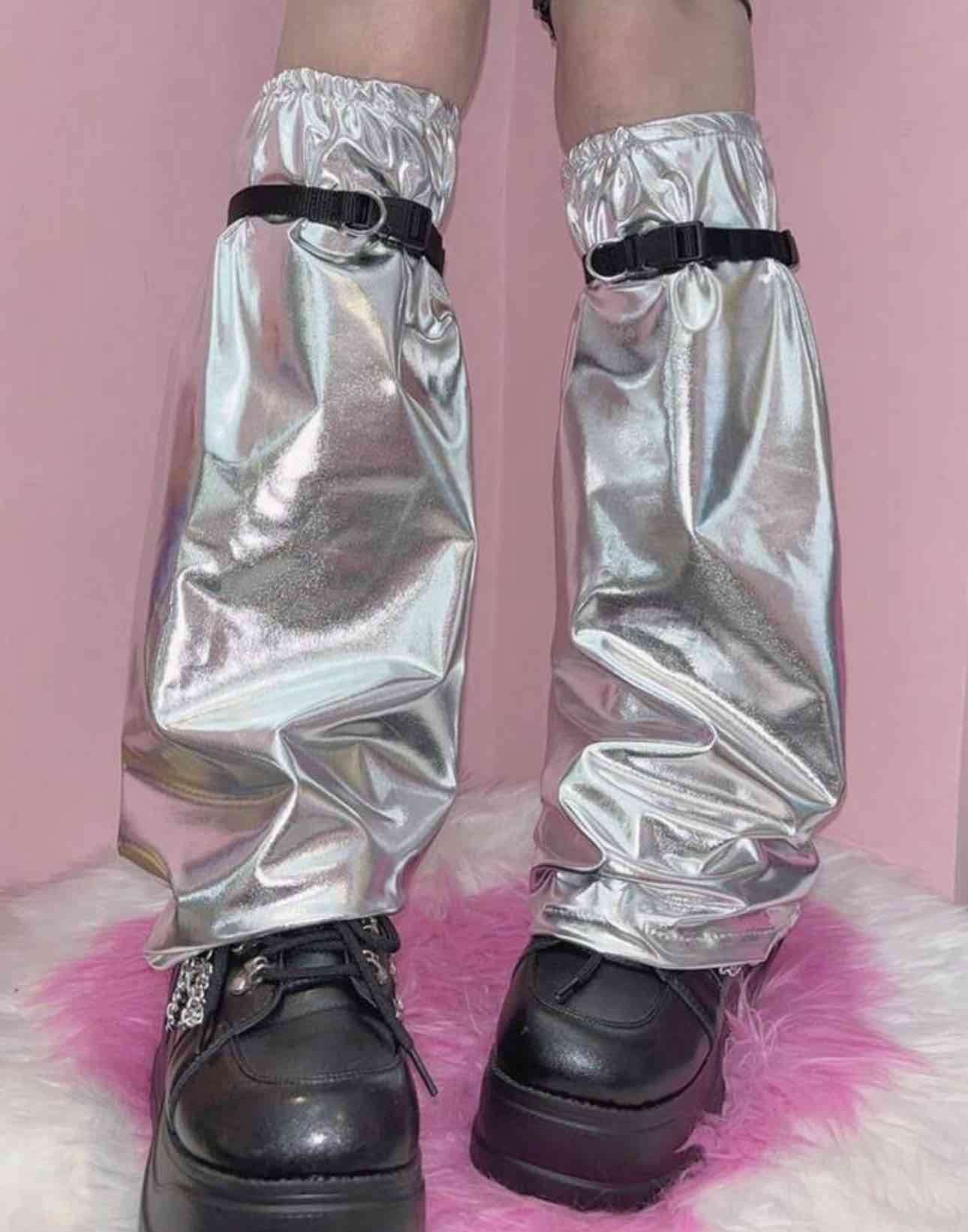 Calentadores de piernas plata Harajuku - miniatura 6