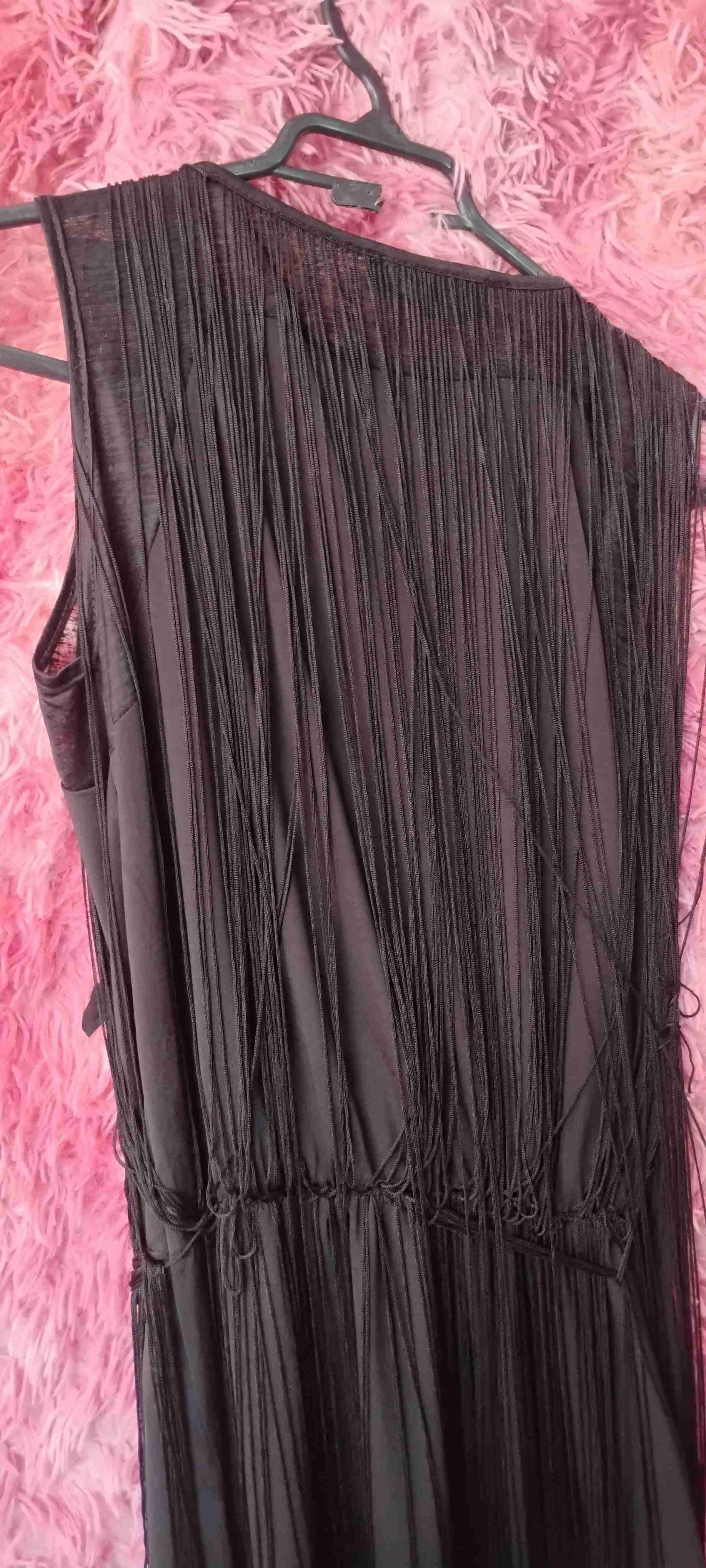 Vestido negro con flecos Therapy - miniatura 3