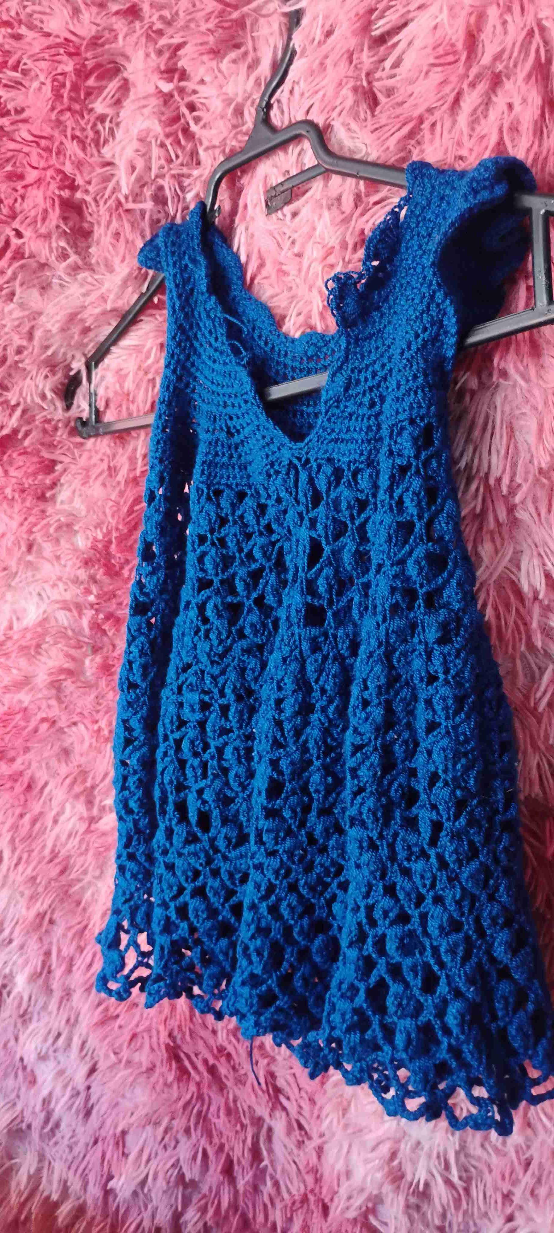 Vestido de crochet azul - miniatura 3