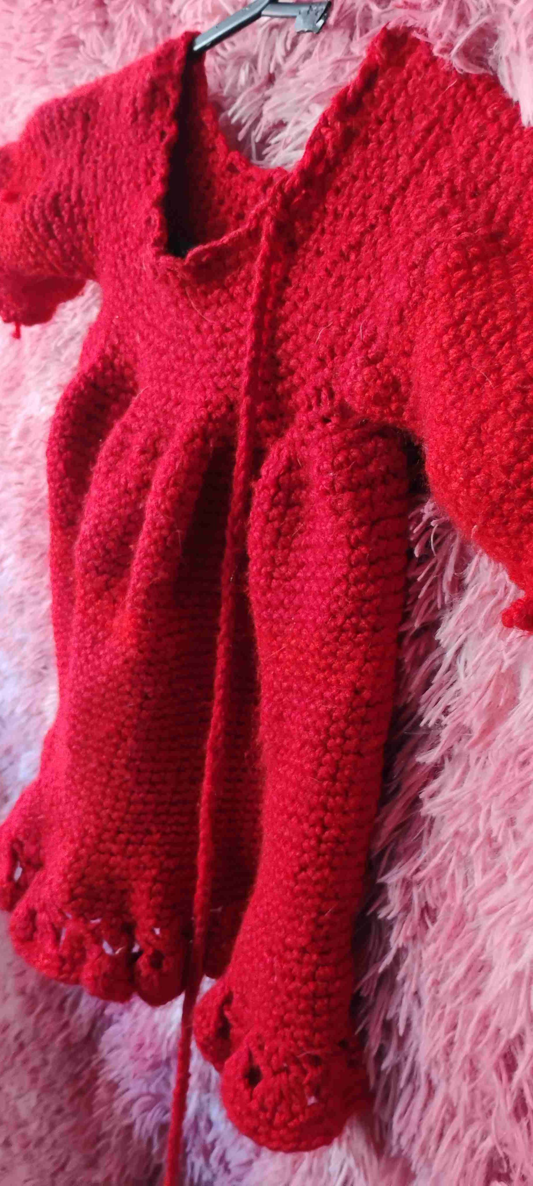 Vestido tejido rojo para niña - miniatura 2