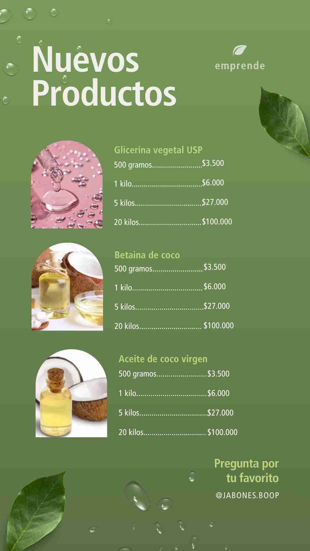 Aceite de coco | Betaina de coco | Glicerina veg