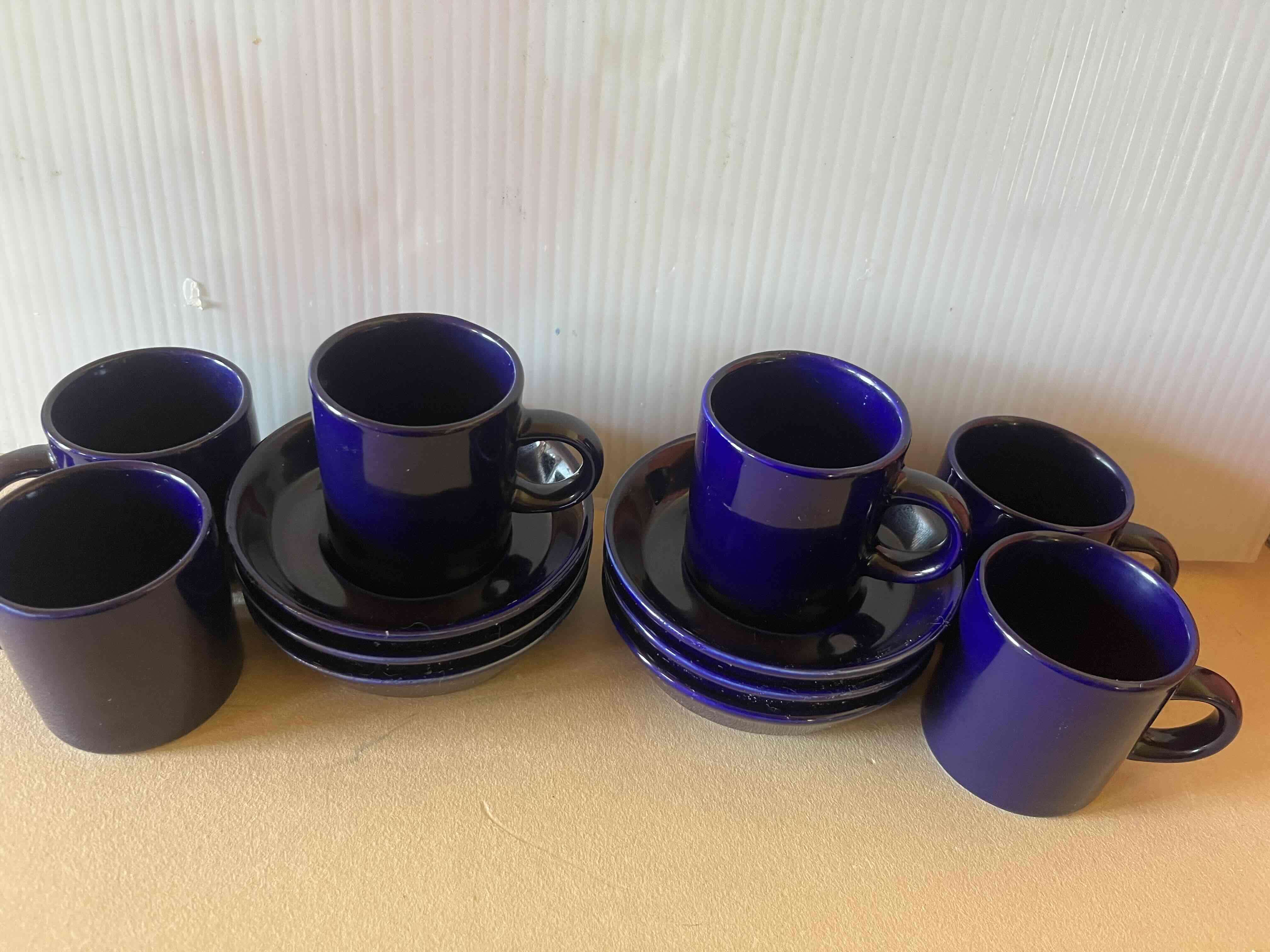 Juego de tazas azules cerámica