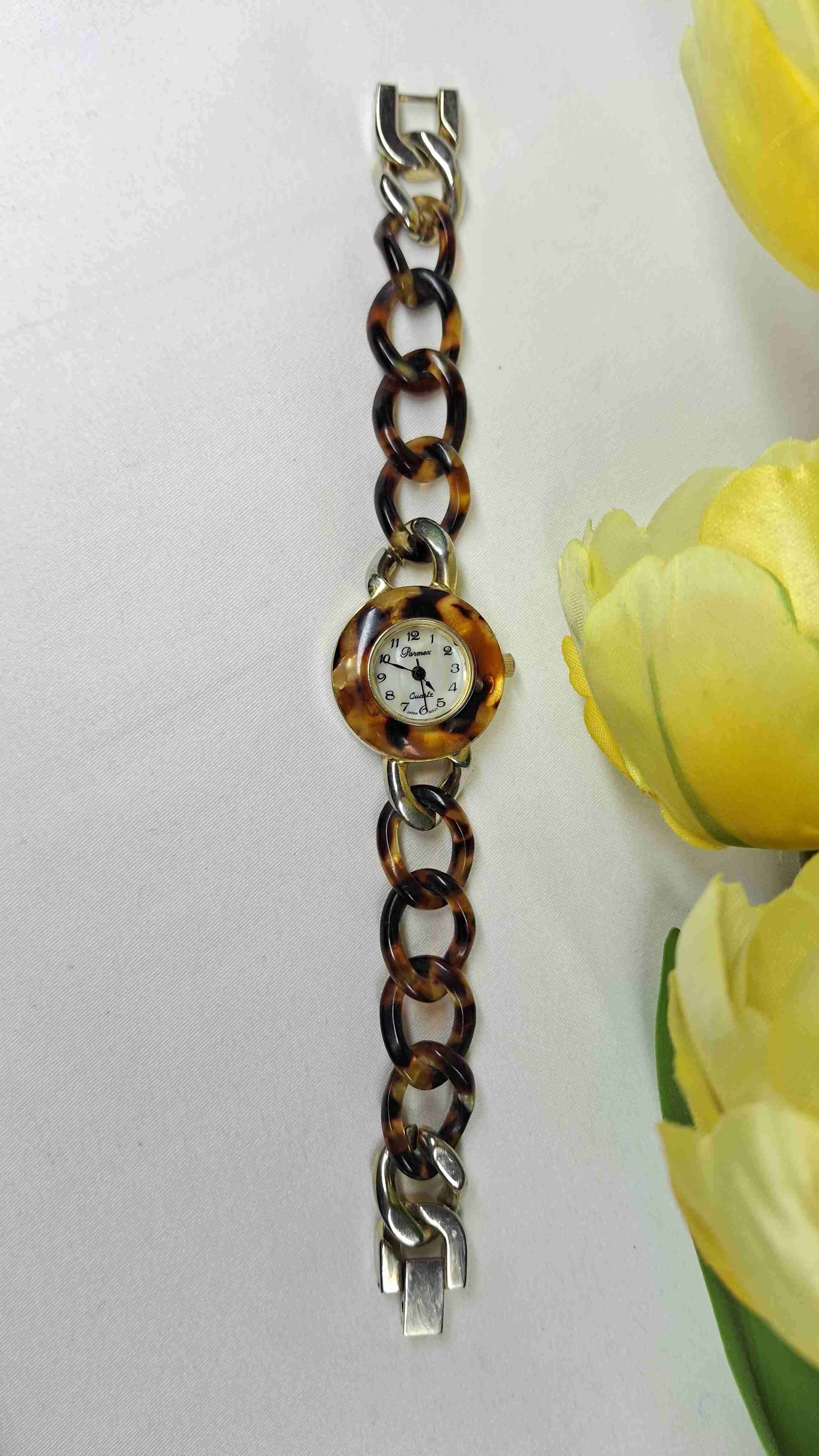 Reloj de pulsera con cadena de carey