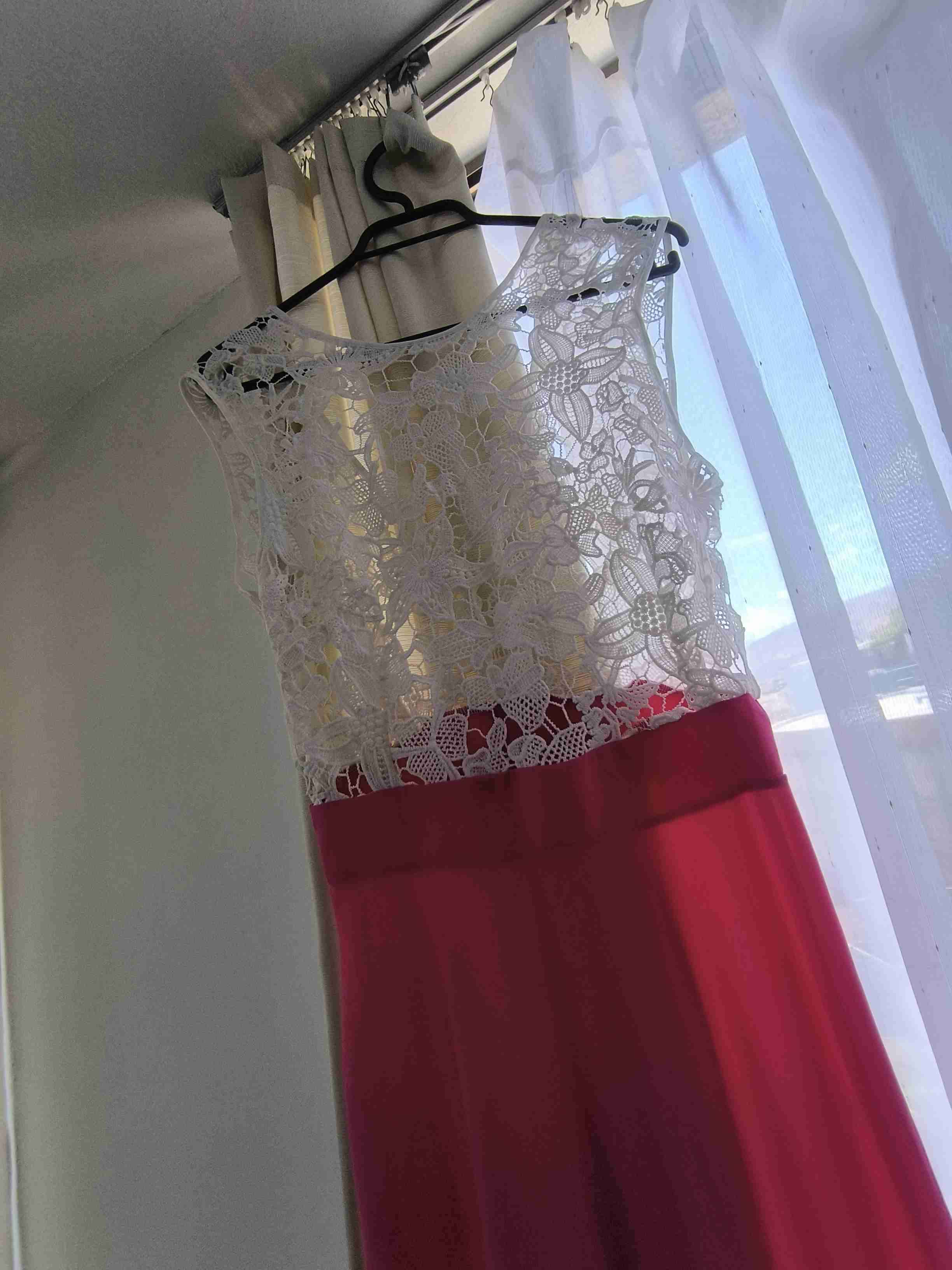 Vestido rosa con encaje blanco - 2