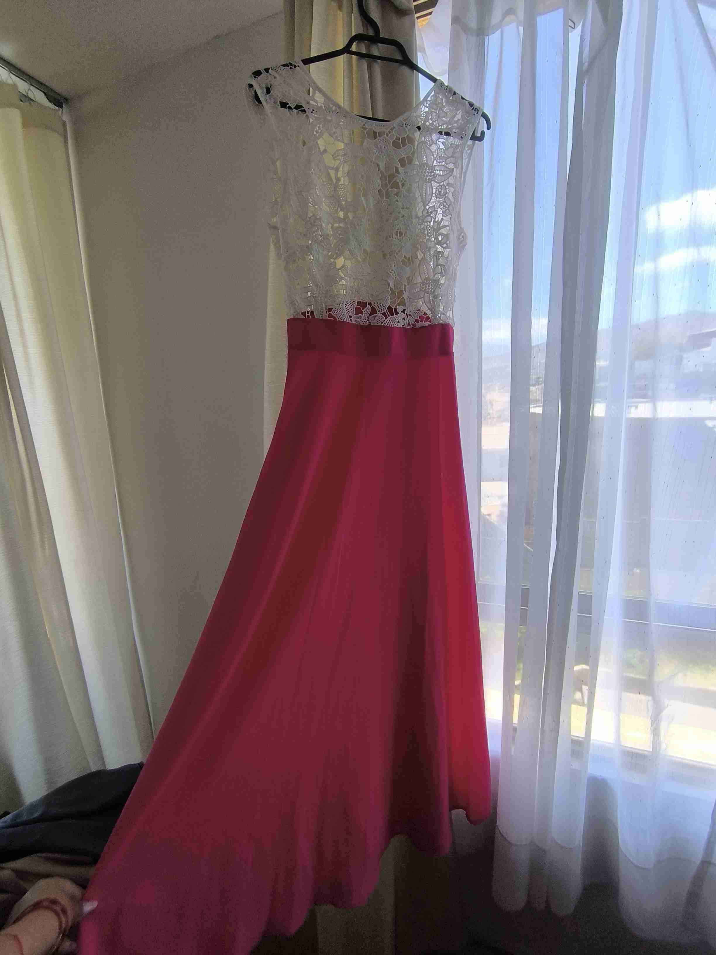 Vestido rosa con encaje blanco - 4