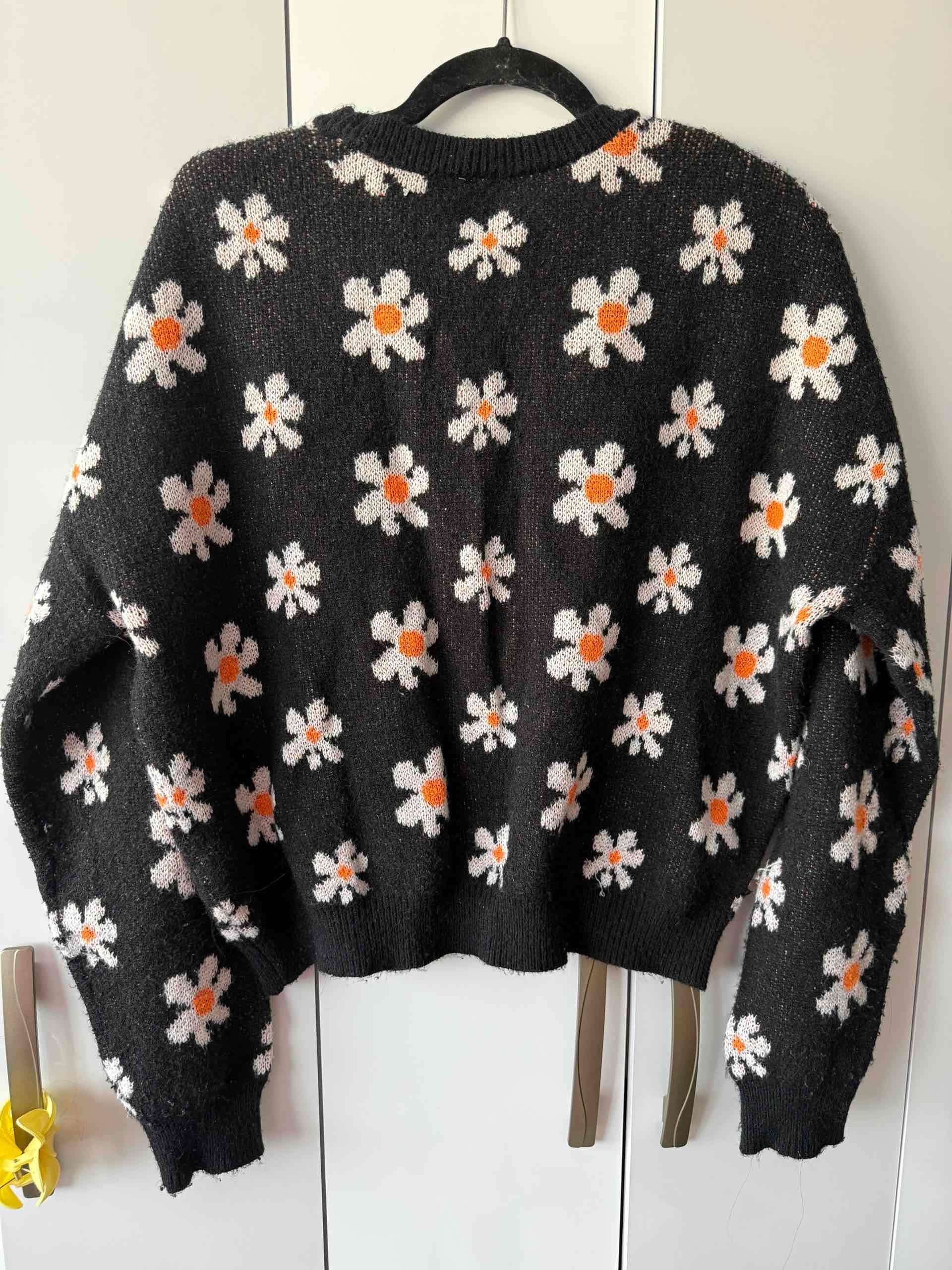 Cárdigan negro con flores - miniatura 2