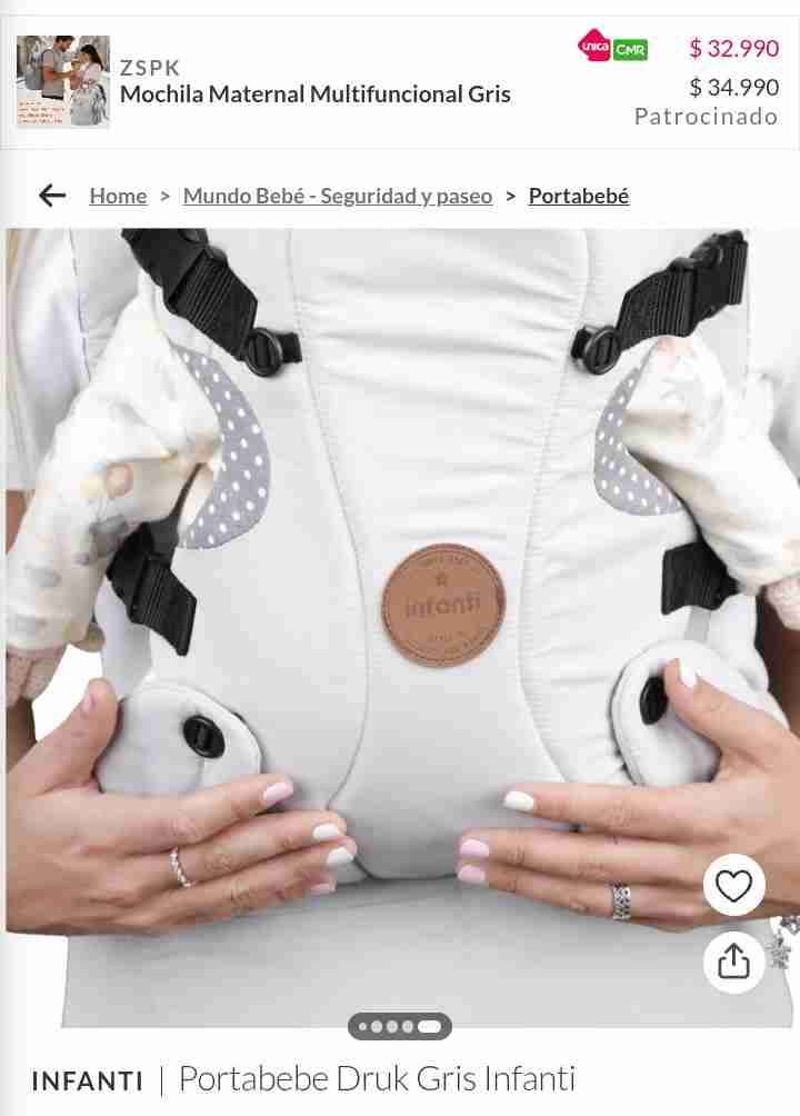 Mochila portabebés gris y lunares - miniatura 4