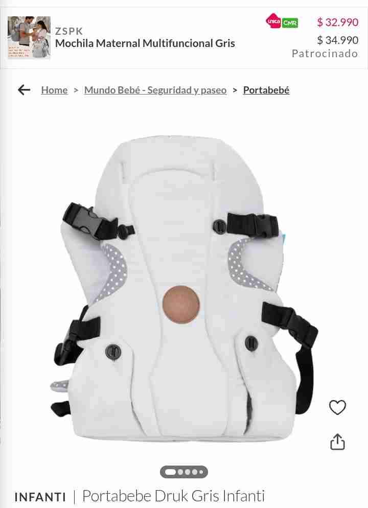 Mochila portabebés gris y lunares - miniatura 6