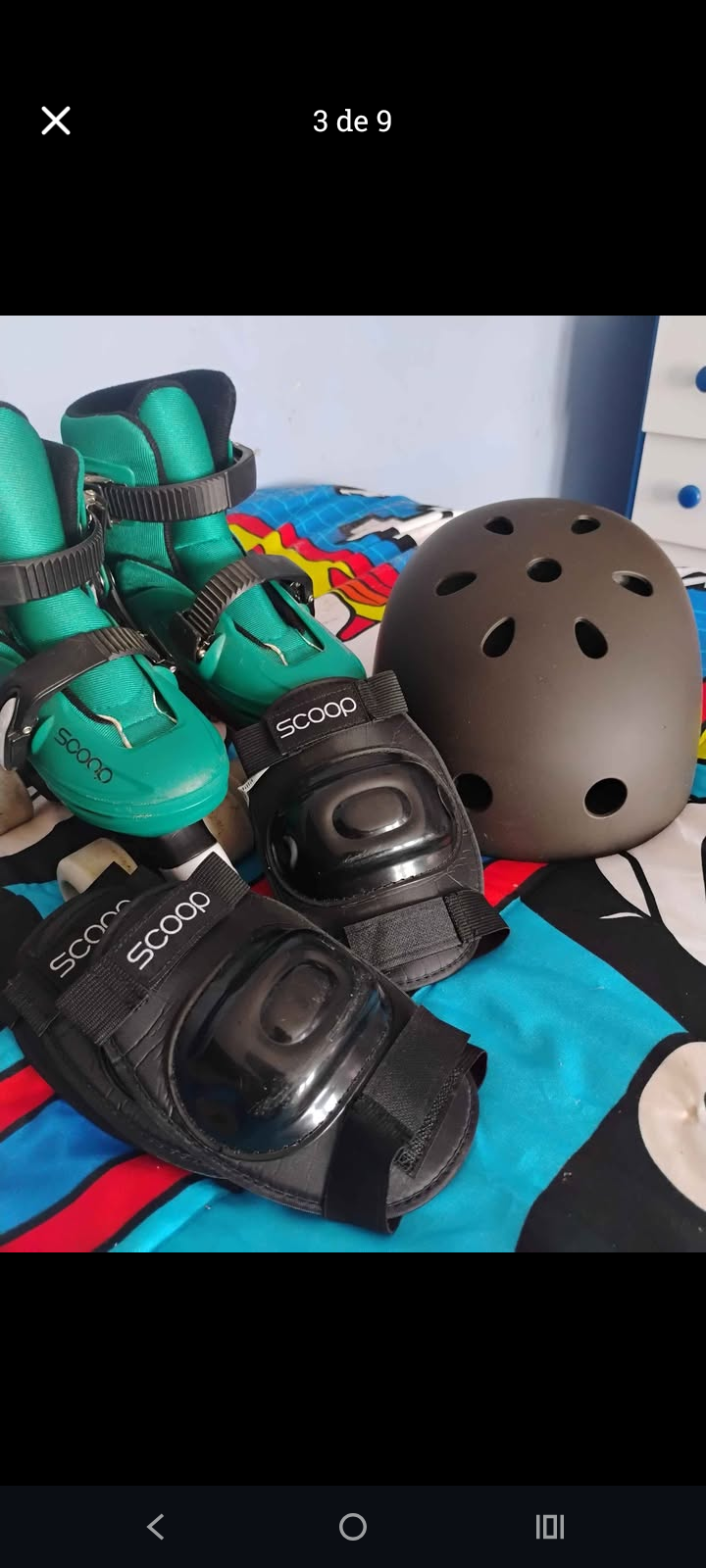 Set patines verdes con protección - miniatura 3