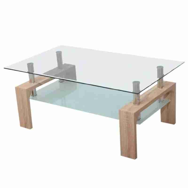Mesa de centro vidrio y madera