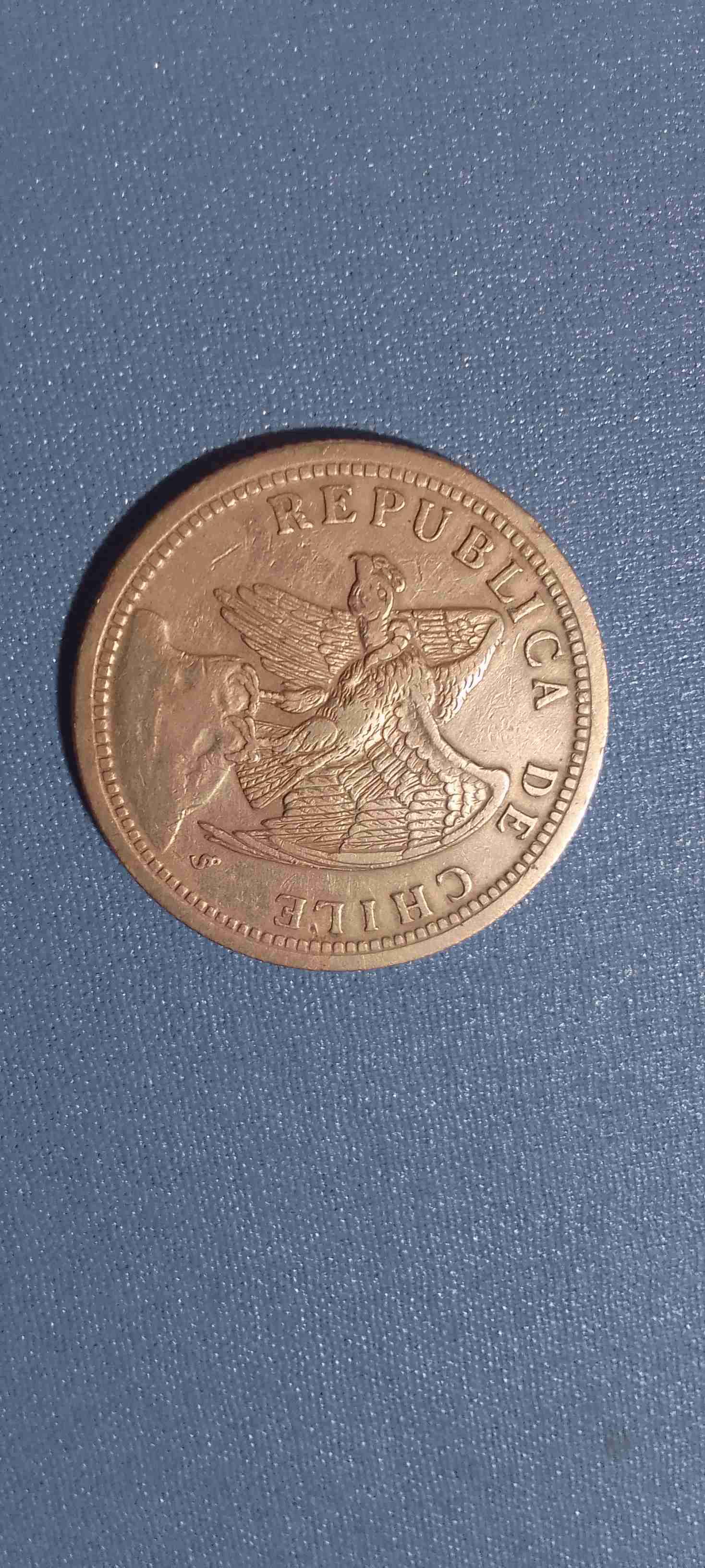Moneda antigua chilena 1 peso 1933
