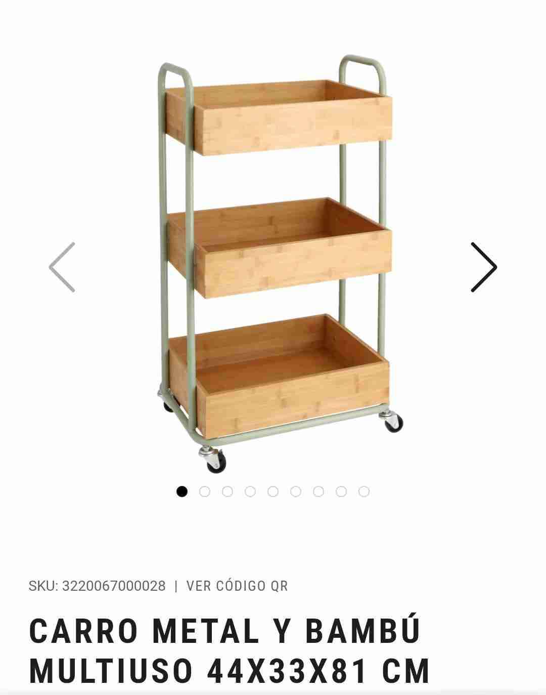 Carro multiuso metal y bambú