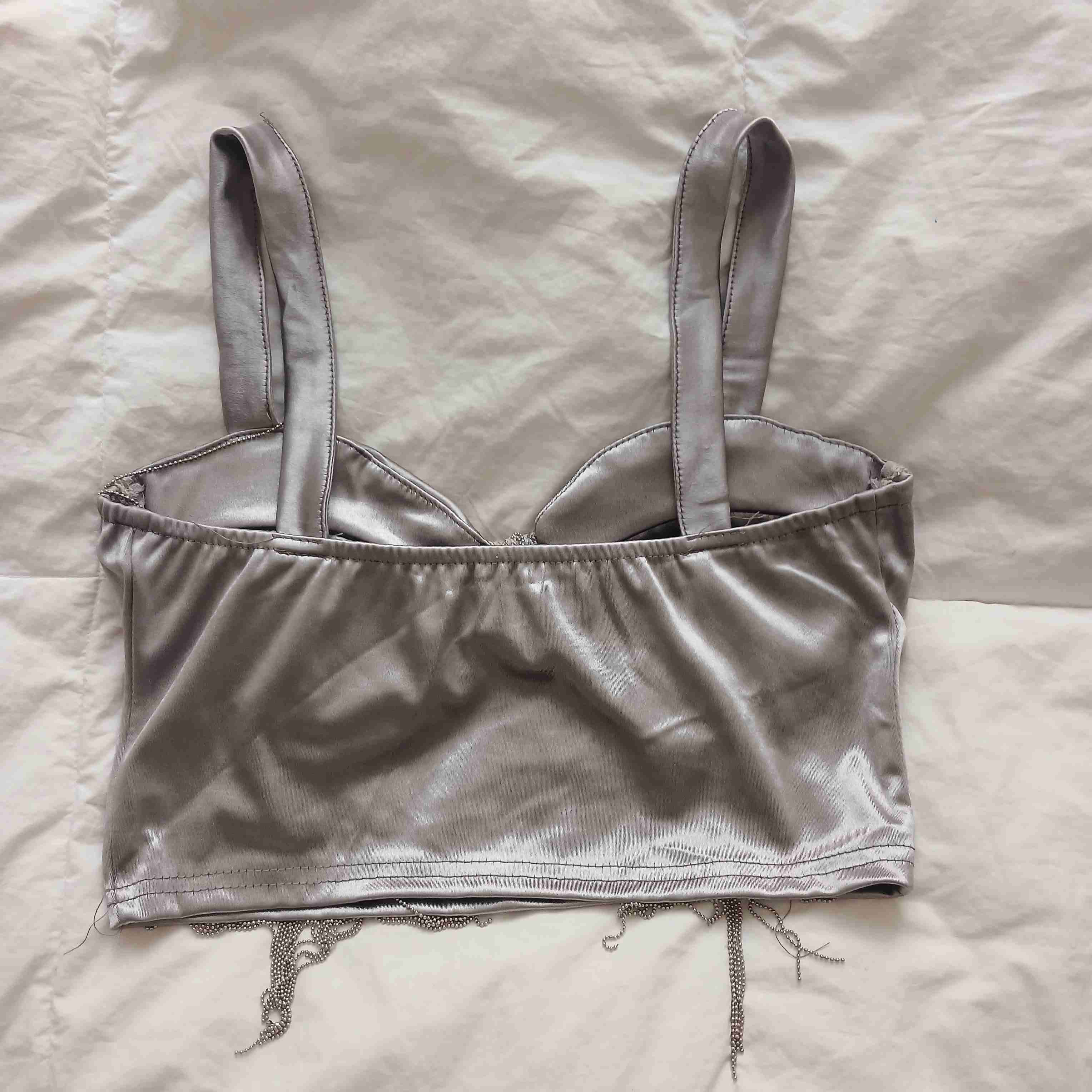 Top corset gris con flequillos - miniatura 3