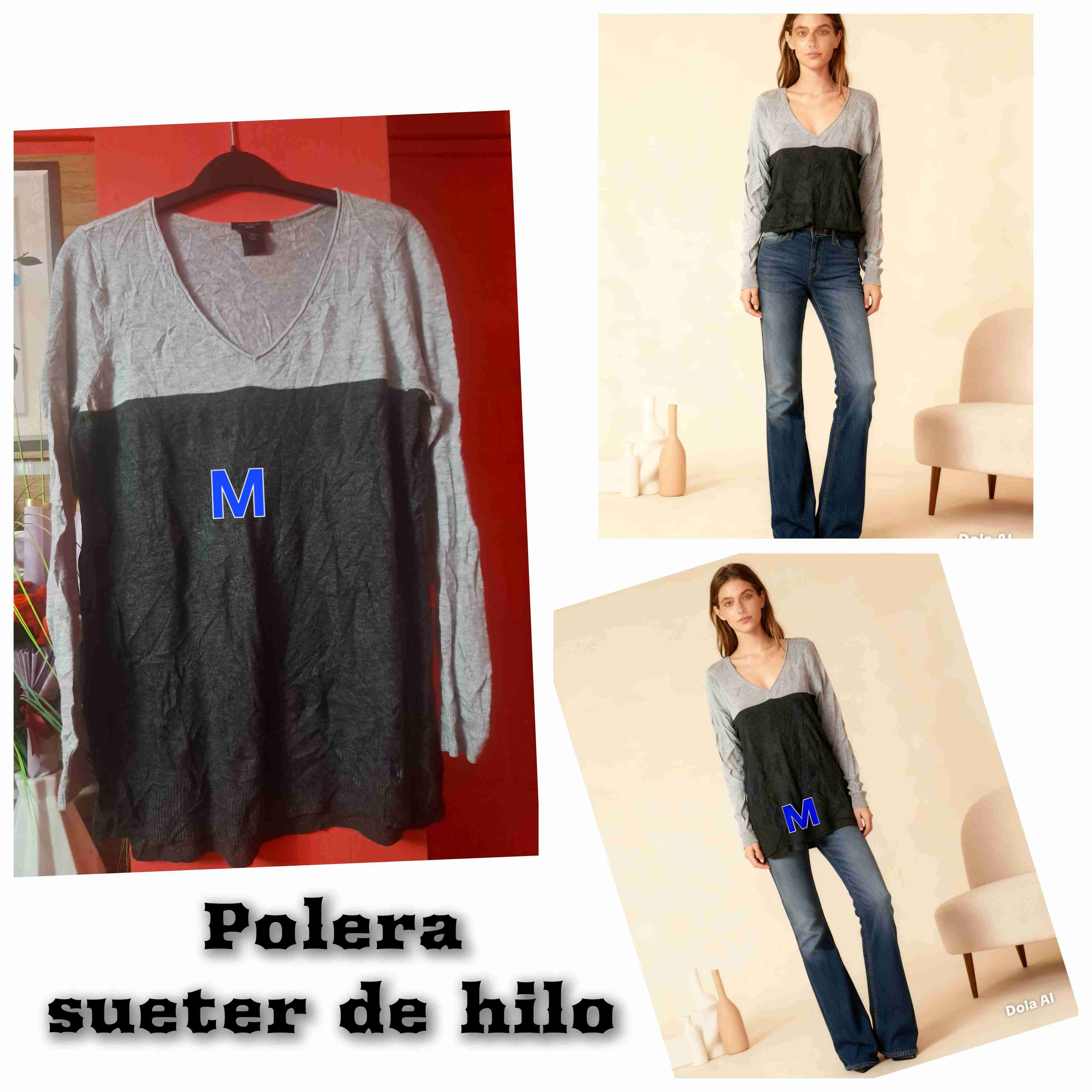 Polera suéter de hilo gris