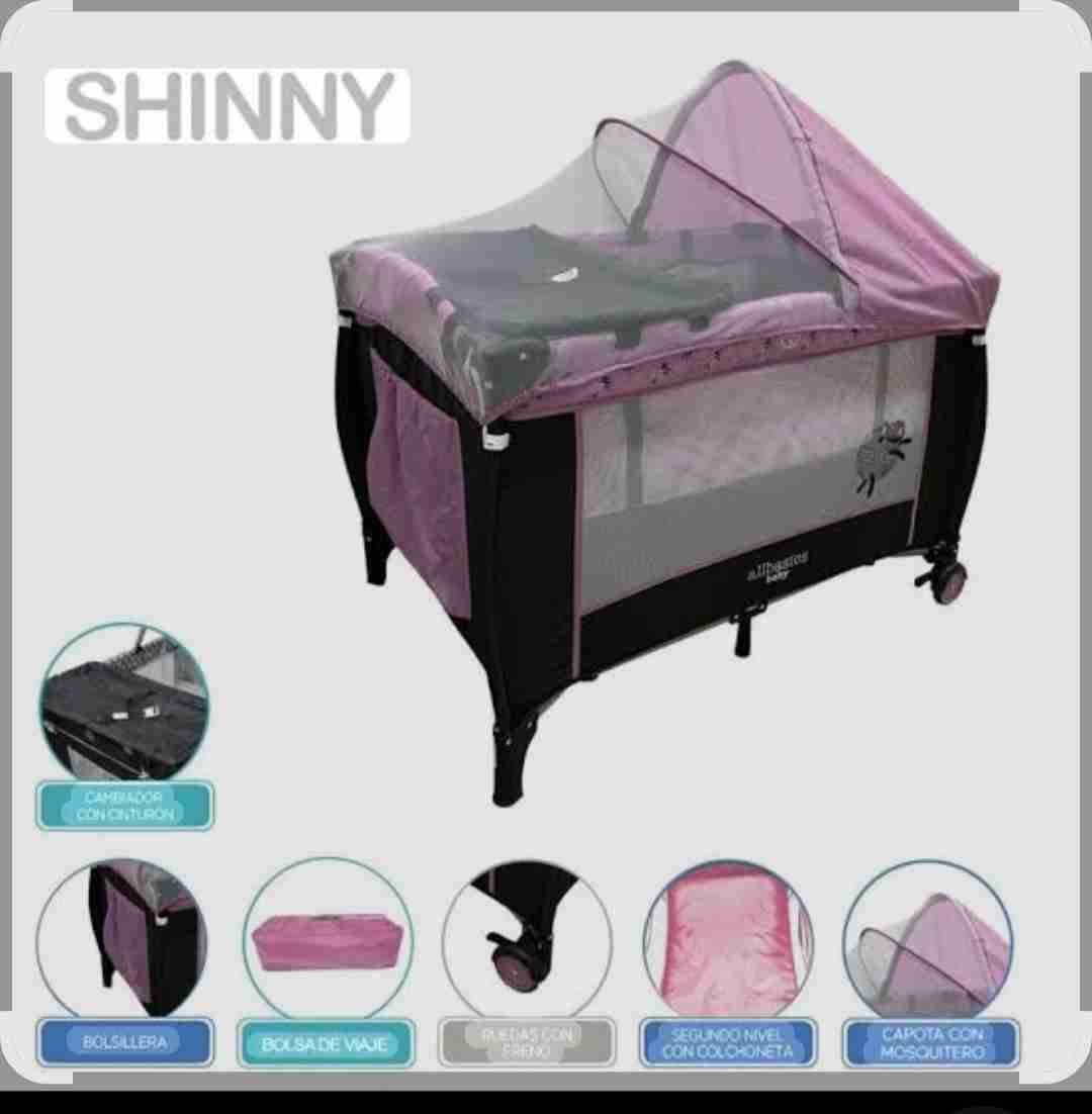 Cuna corral portátil rosada - miniatura 3