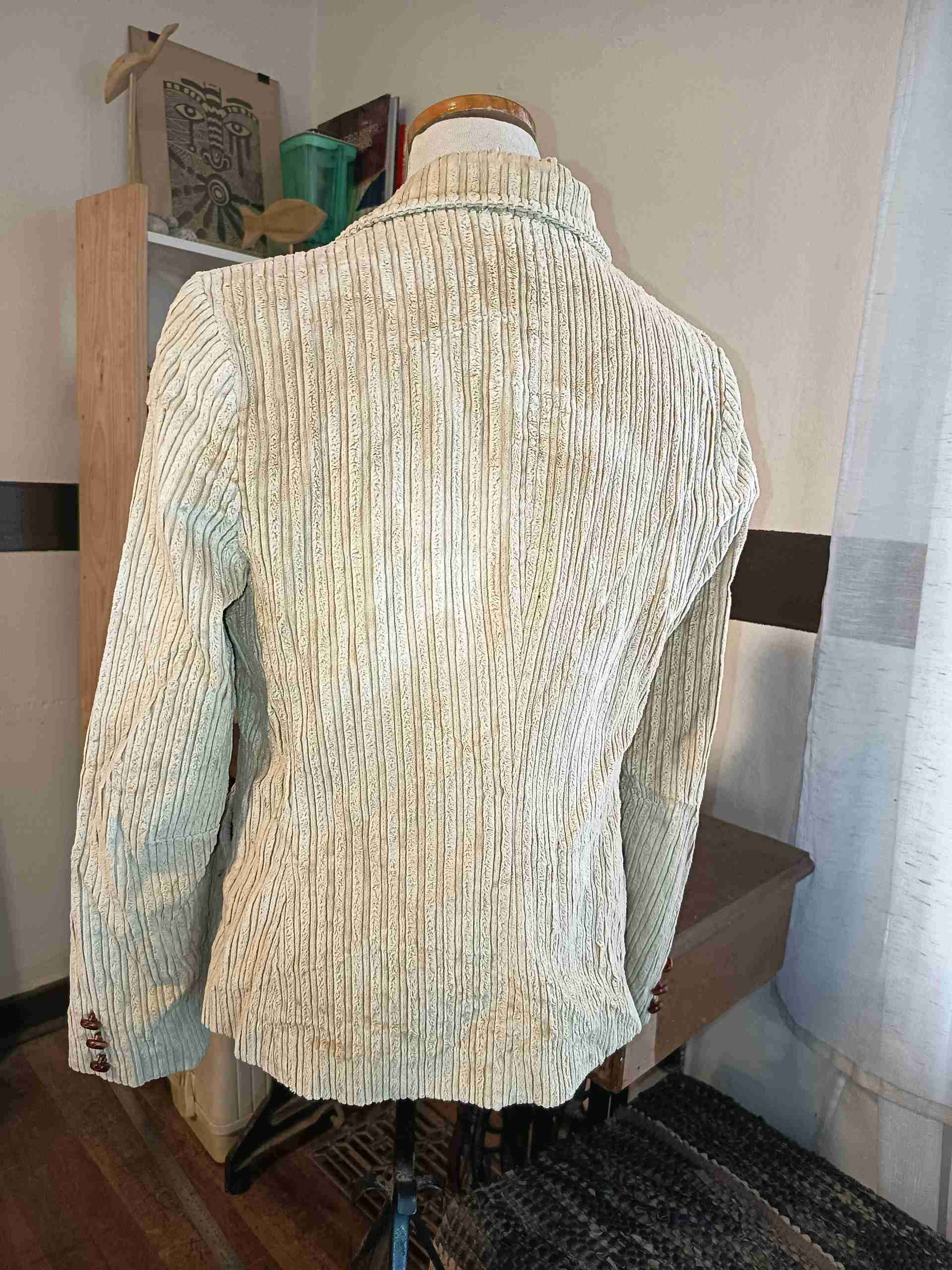 Chaqueta beige acanalada vintage - miniatura 3