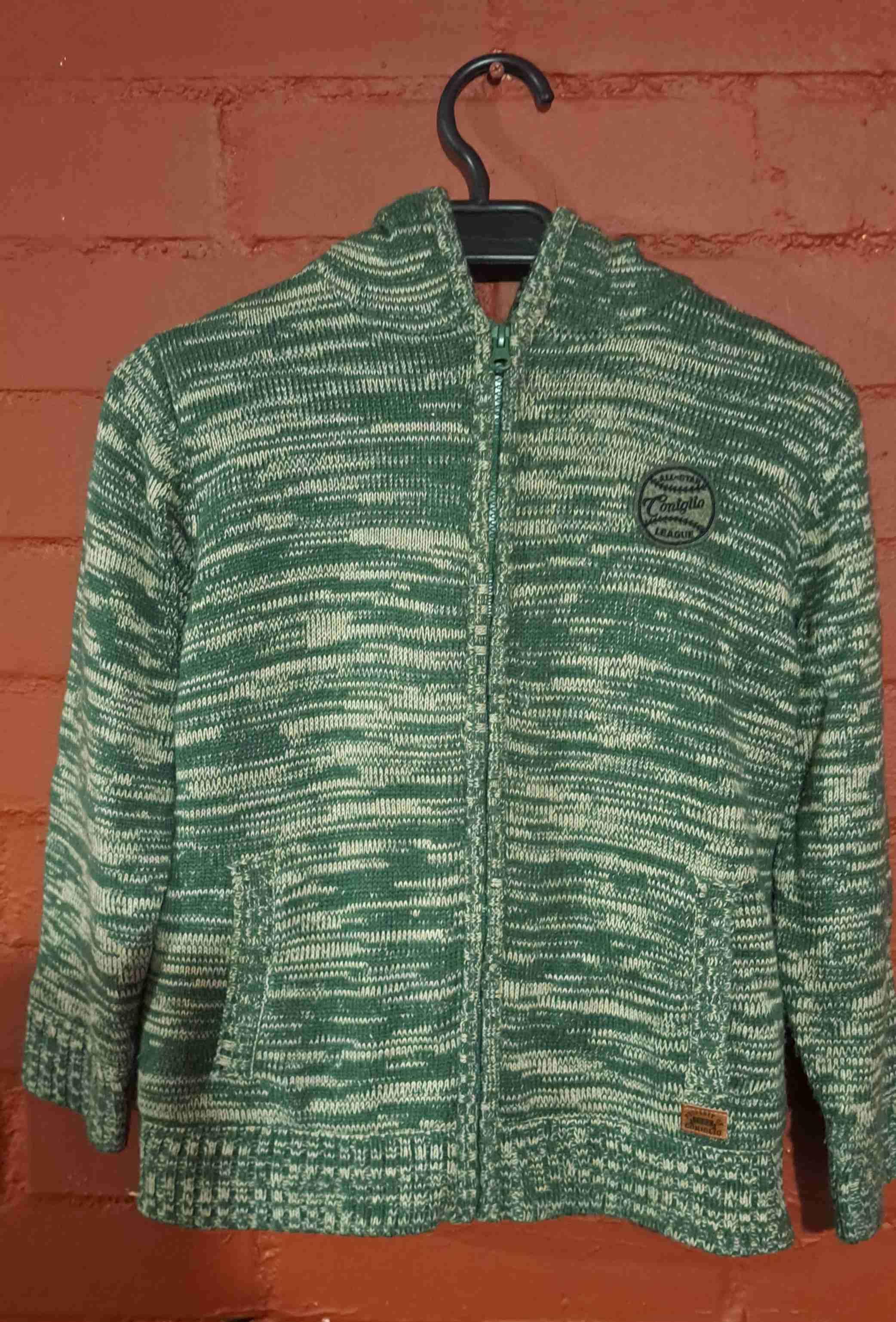 Polerón verde jaspeado con cierre