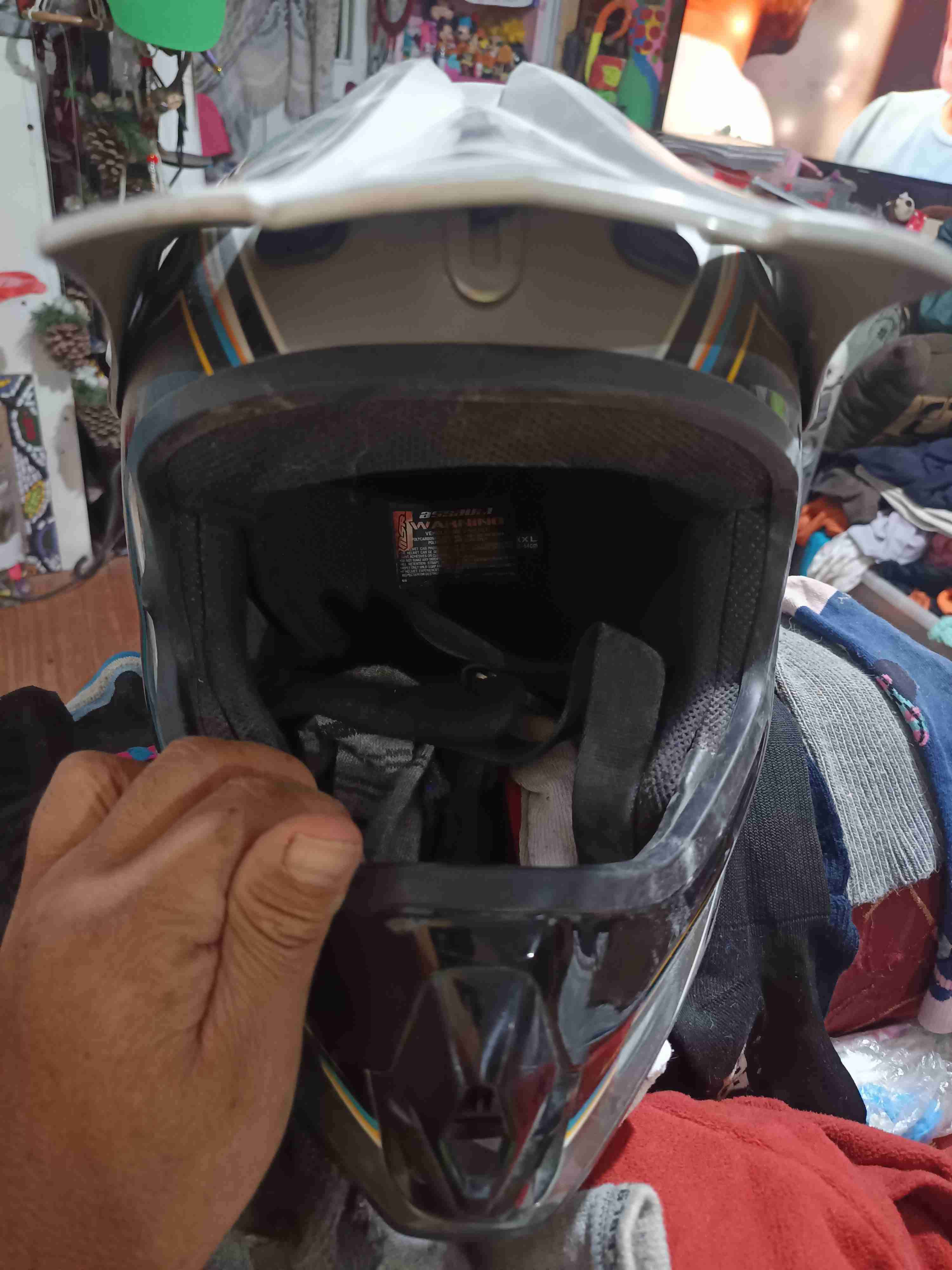 Casco de motocross negro y fris - 3