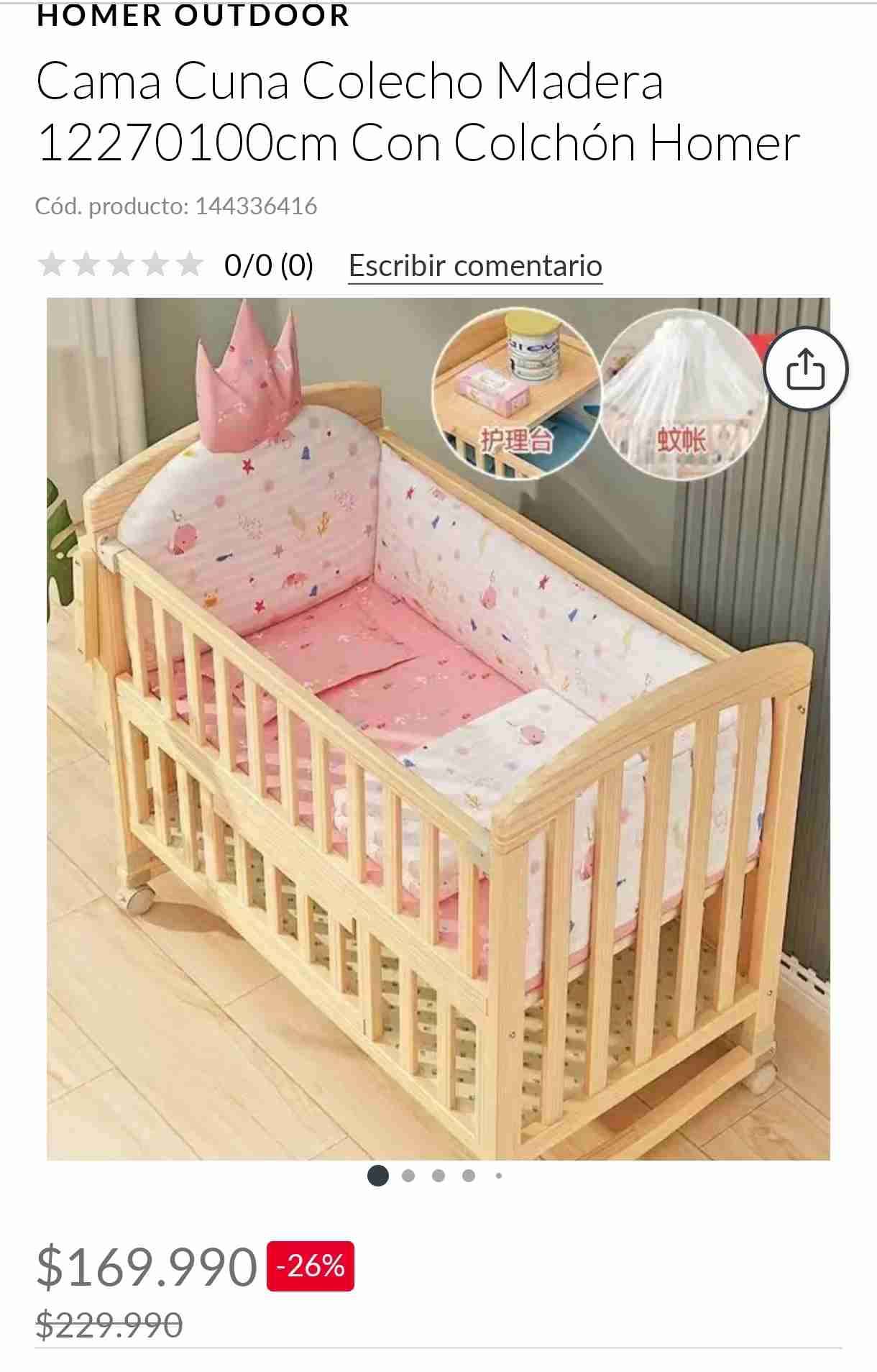 Cama Cuna Colecho Madera - 6