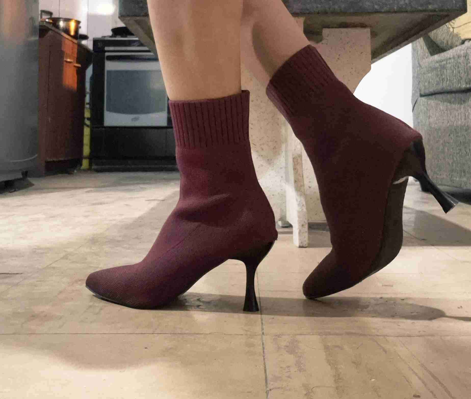 Botines de tacón burdeos