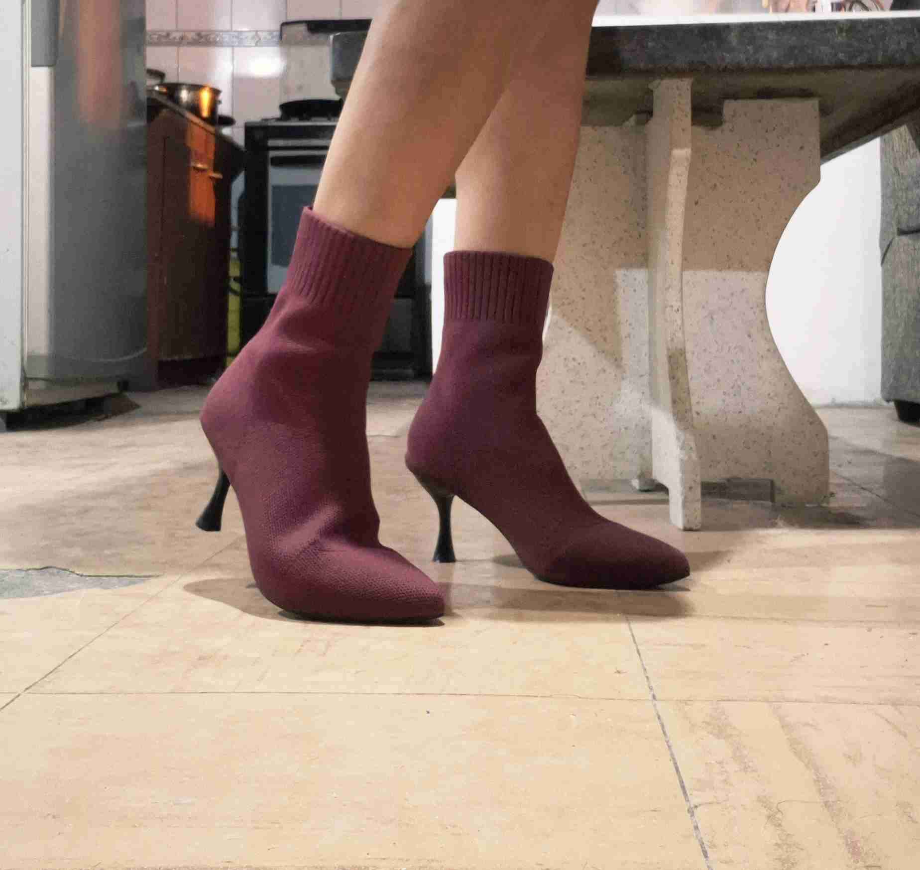 Botines de tacón burdeos - miniatura 2